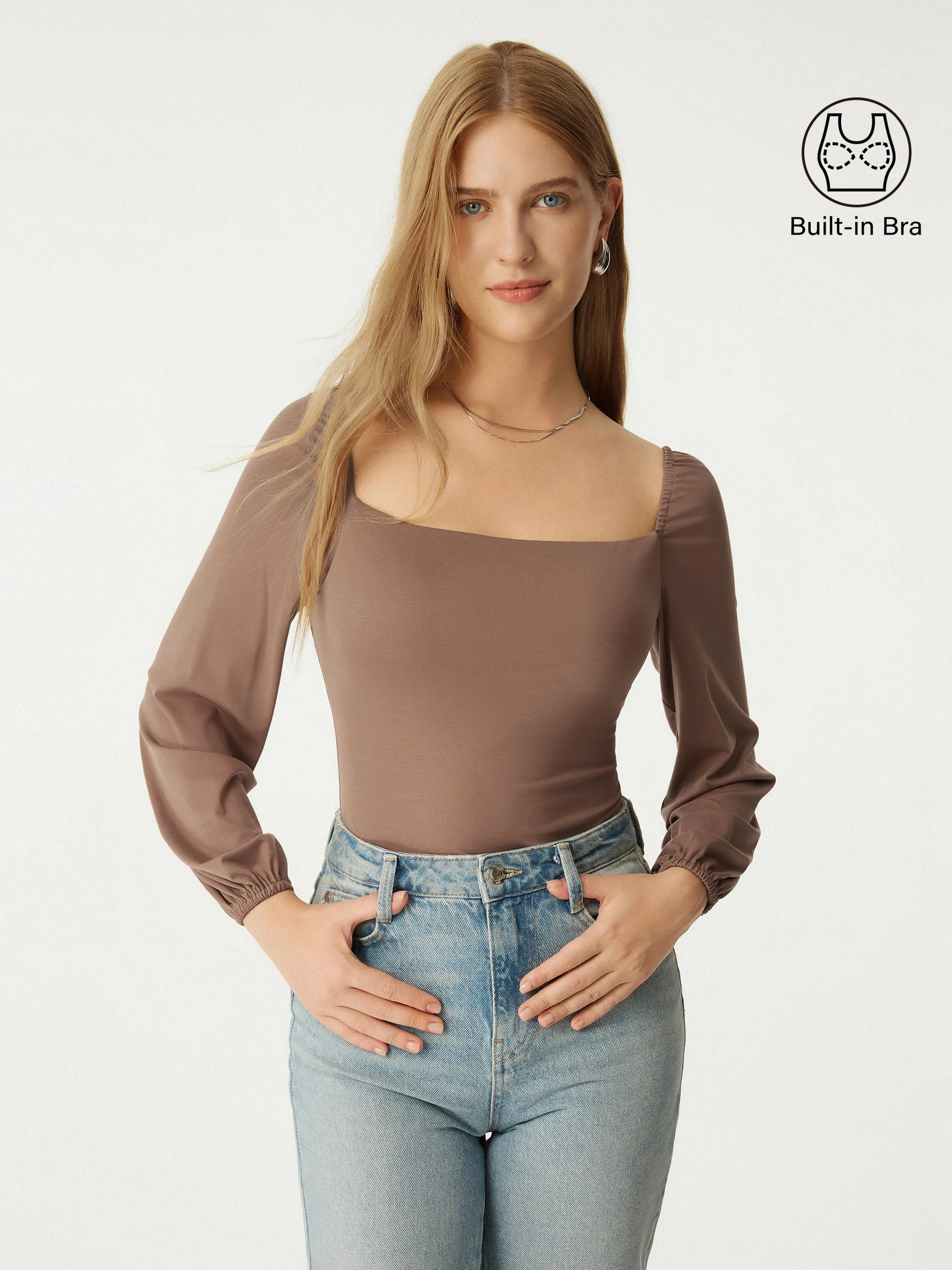 Tencel Square Puff Sleeves Brami Top sold by ogl move