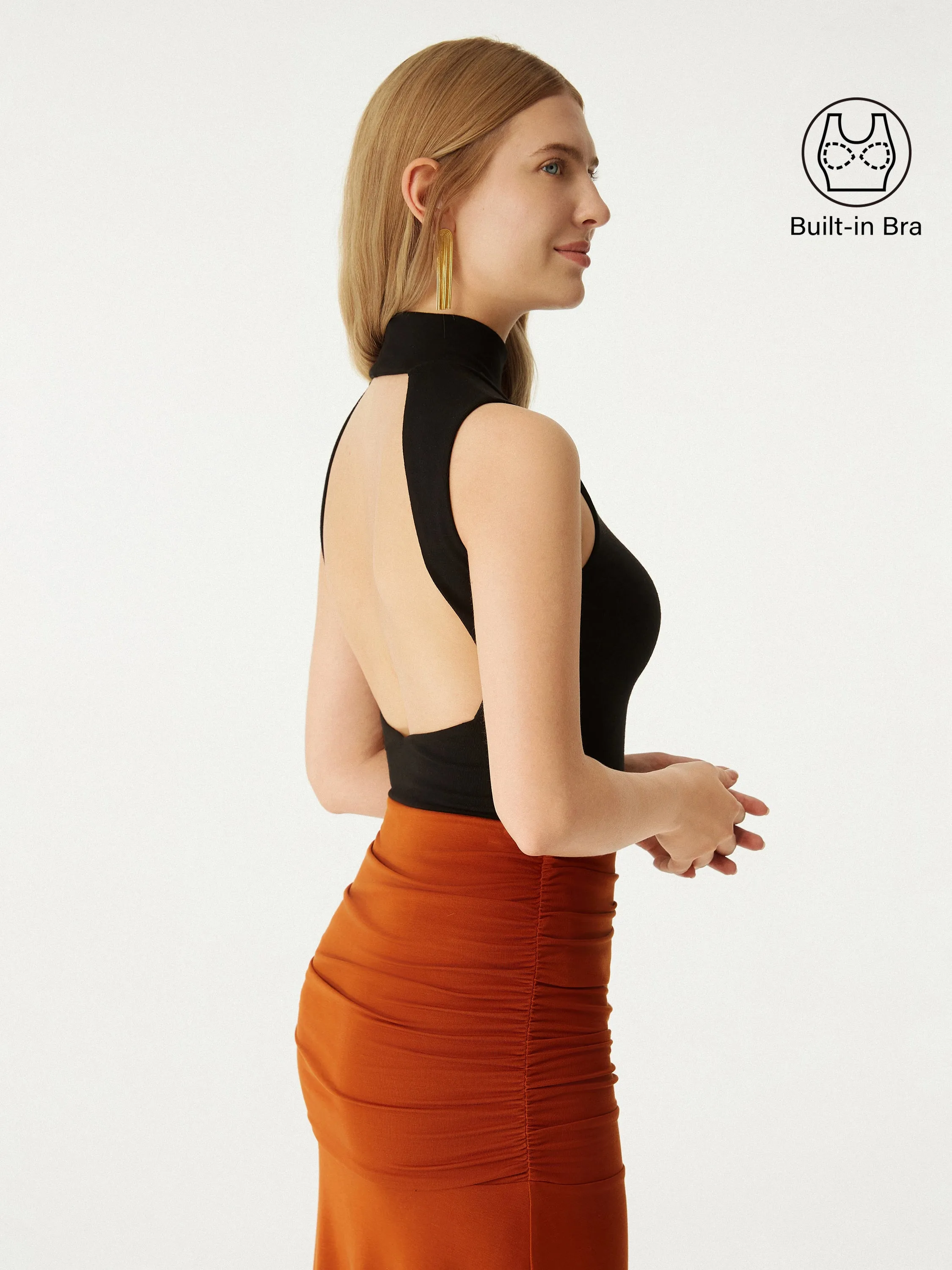 Thermal Mock Neck Open-Back Brami Top sold by ogl move