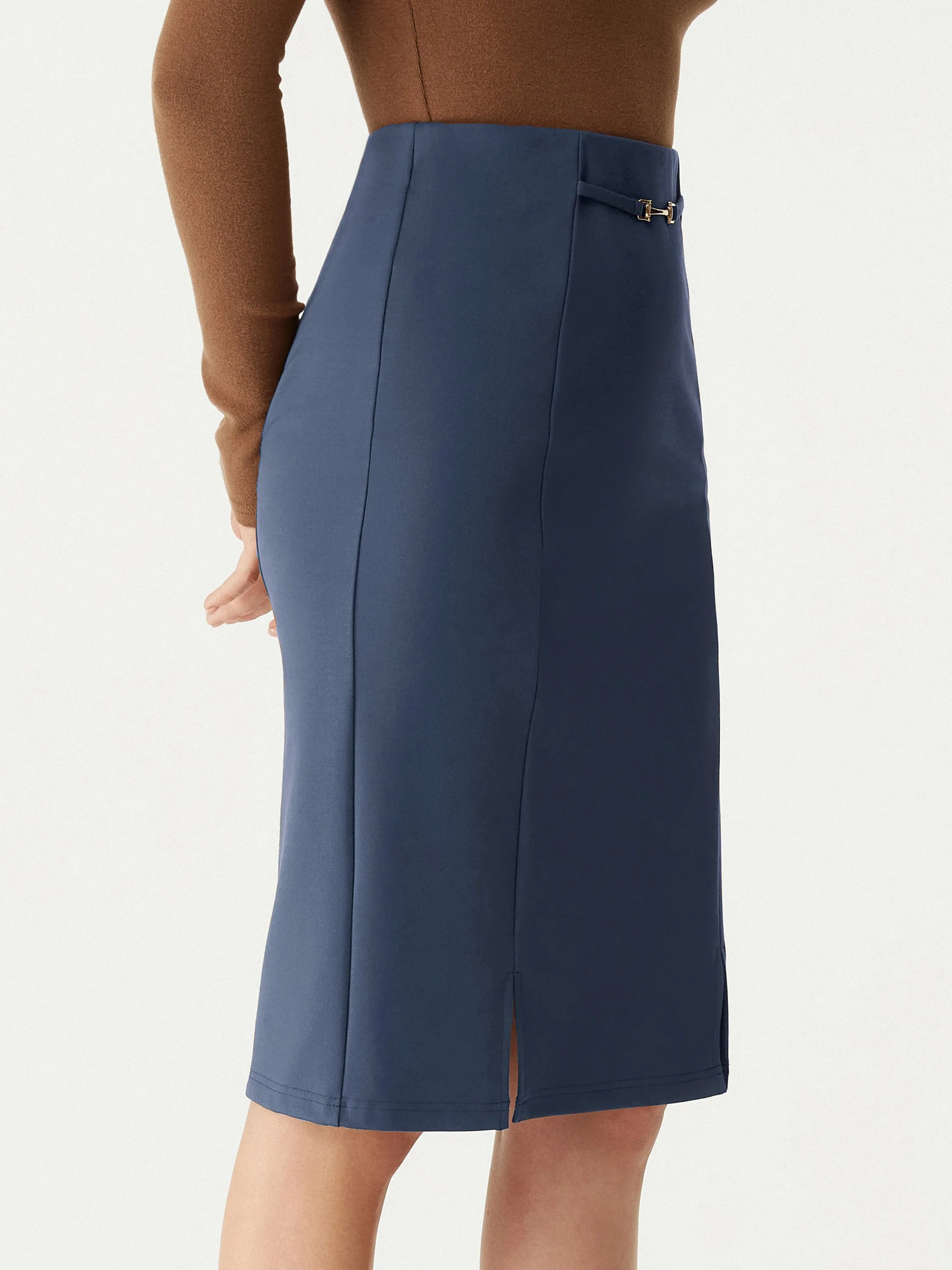 High Waisted Split Hem Midi Pencil Skirt sold by ogl move product image thumbnail 5