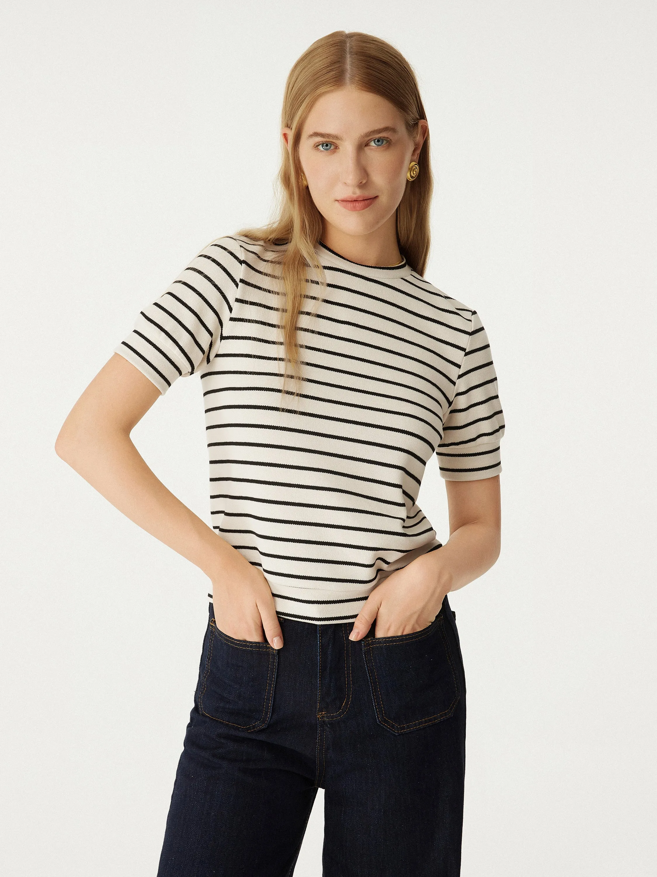 Stripy Knit Crewneck Poll-Over Top sold by ogl move product image thumbnail 5