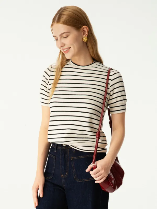 Stripy Knit Crewneck Poll-Over Top sold by ogl move