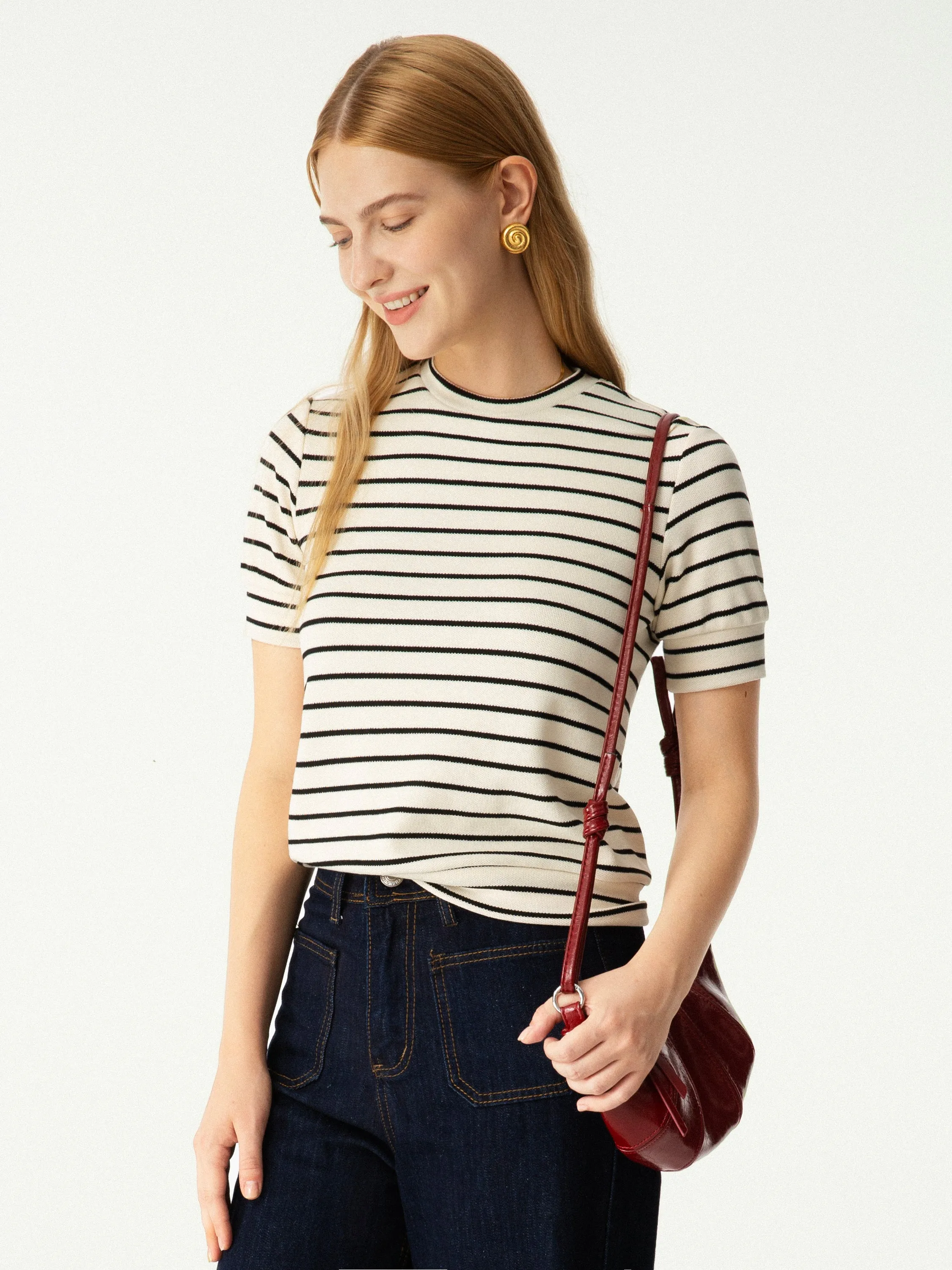 Stripy Knit Crewneck Poll-Over Top sold by ogl move