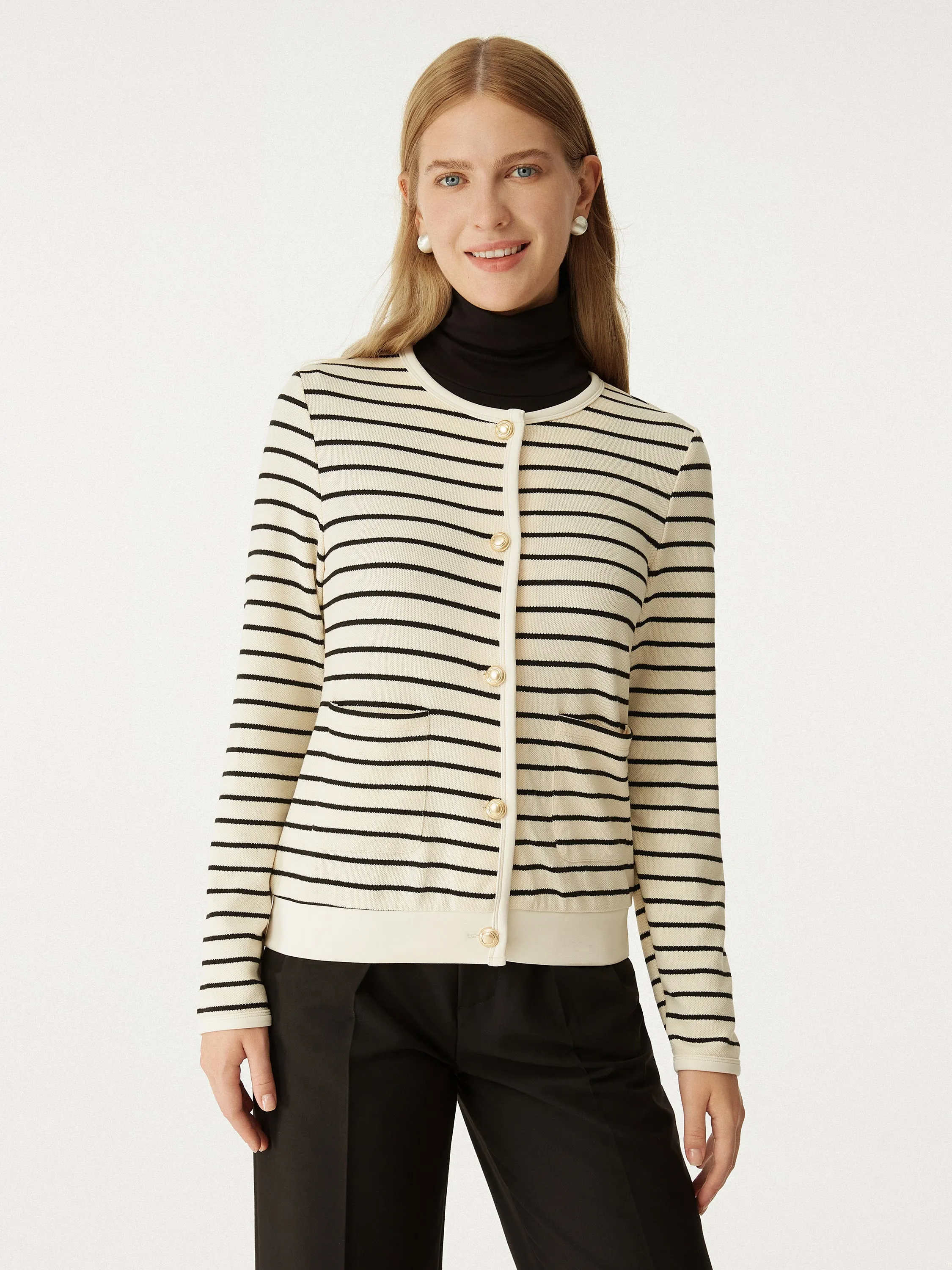 Stripy Gold Button Knit Jacket sold by ogl move product image thumbnail 3