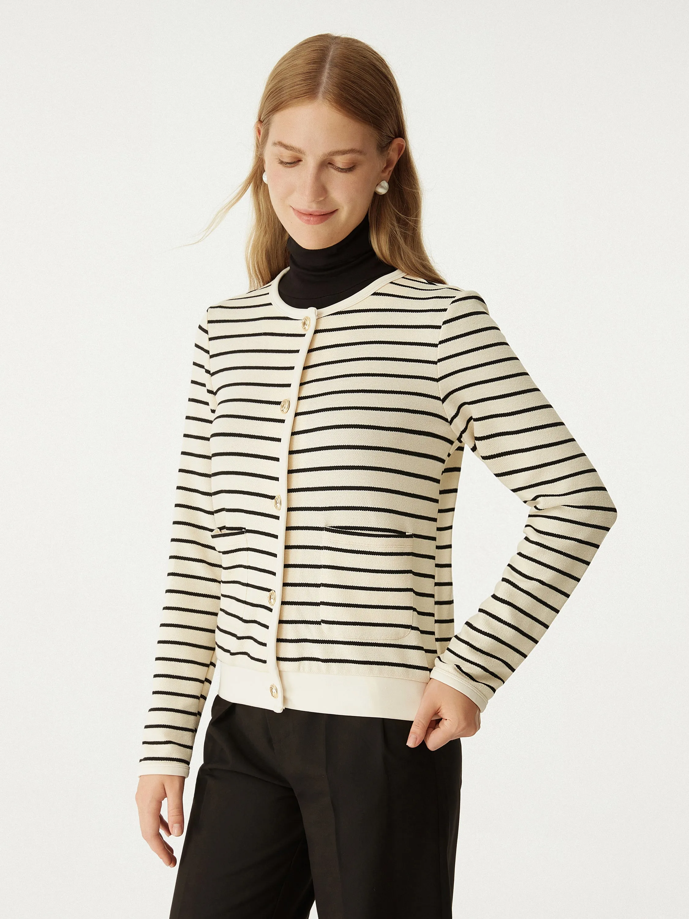 Stripy Gold Button Knit Jacket sold by ogl move product image thumbnail 4