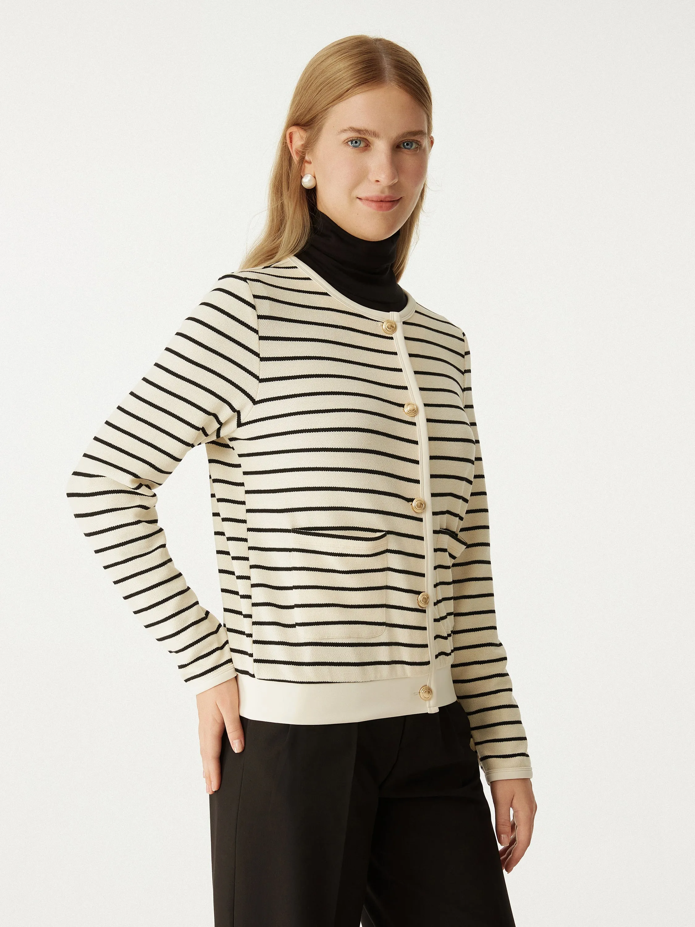 Stripy Gold Button Knit Jacket sold by ogl move product image thumbnail 5