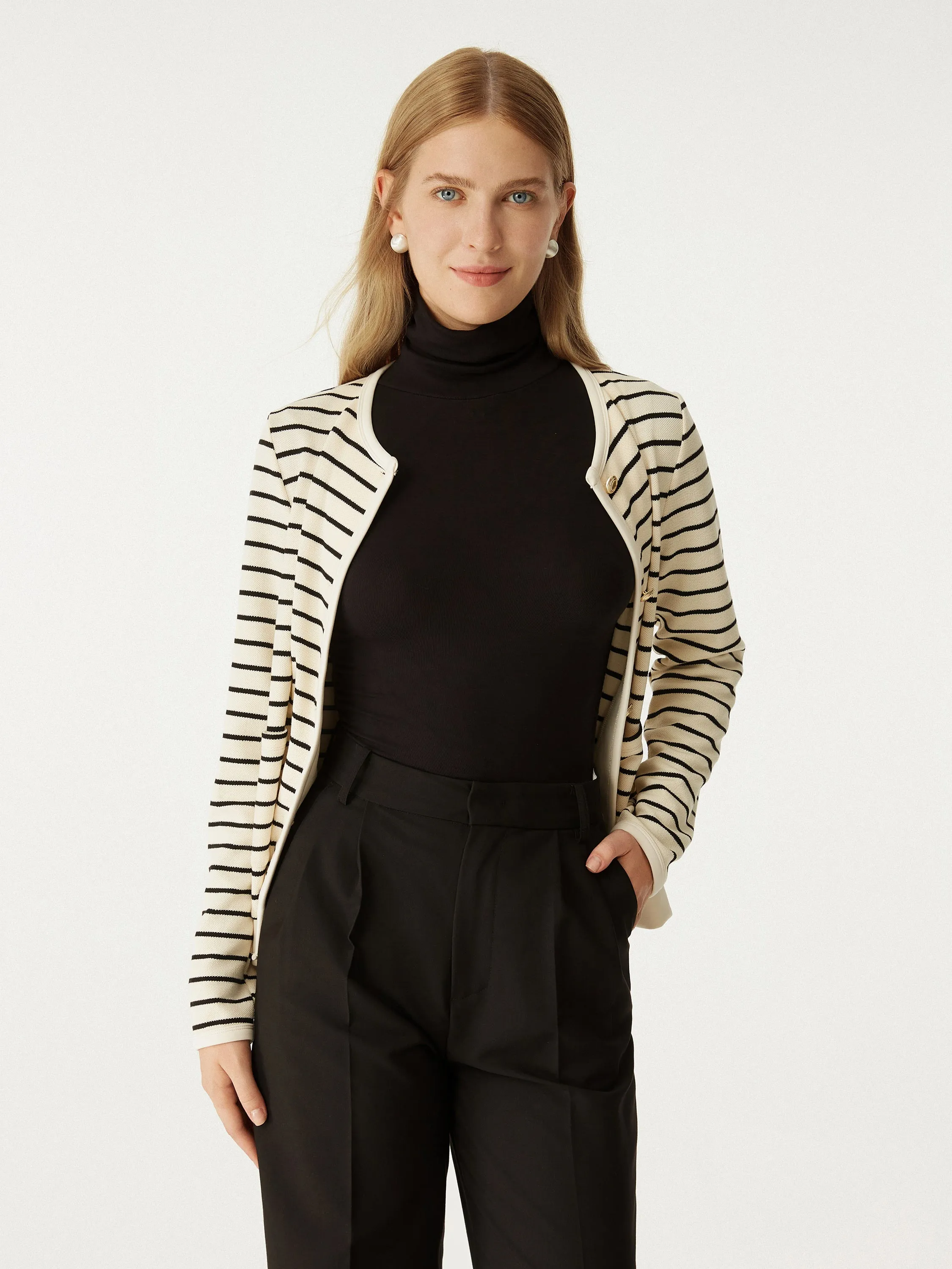 Stripy Gold Button Knit Jacket sold by ogl move product image thumbnail 2