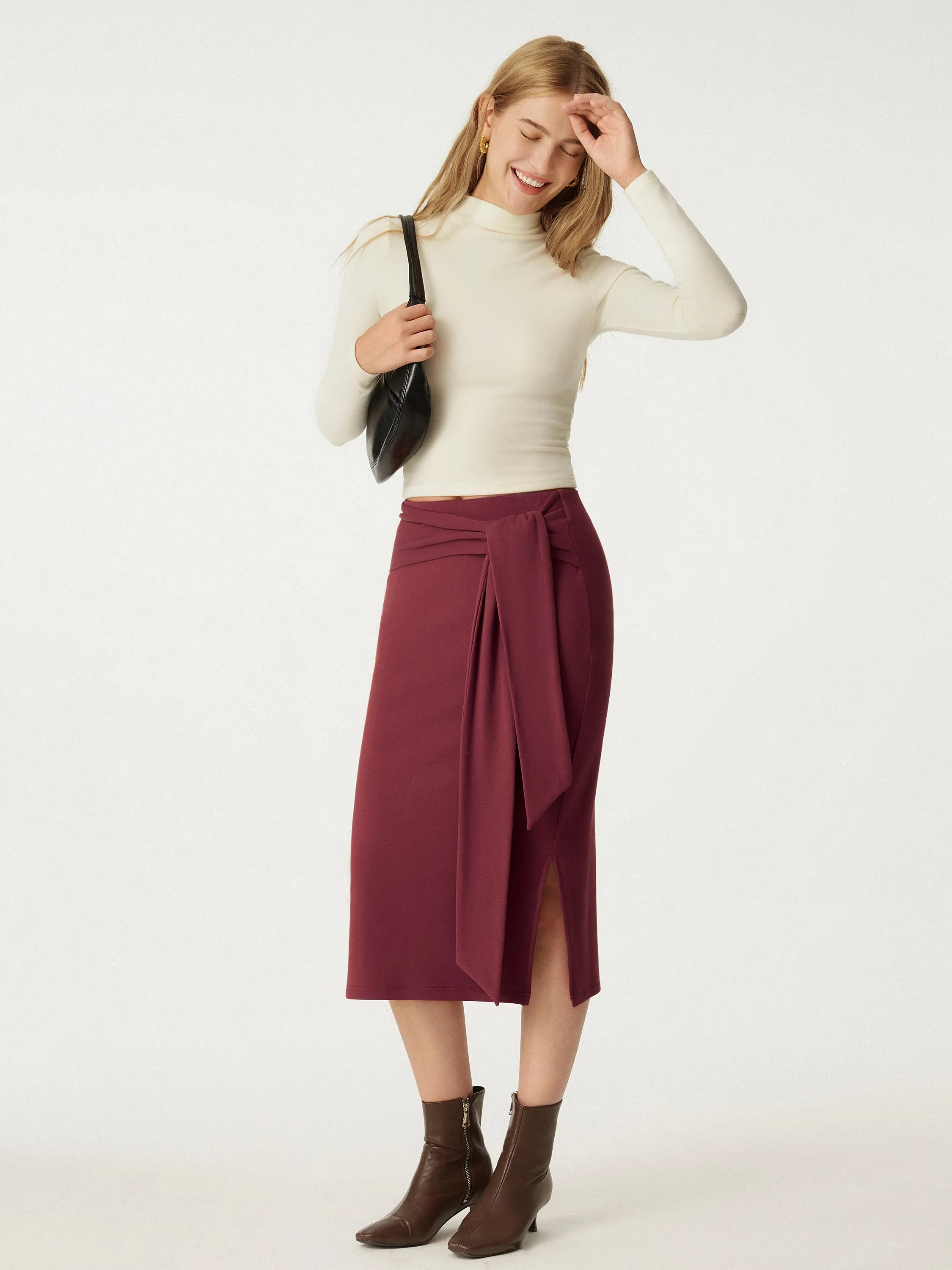 High Waisted Split Hem Midi Skirt sold by ogl move