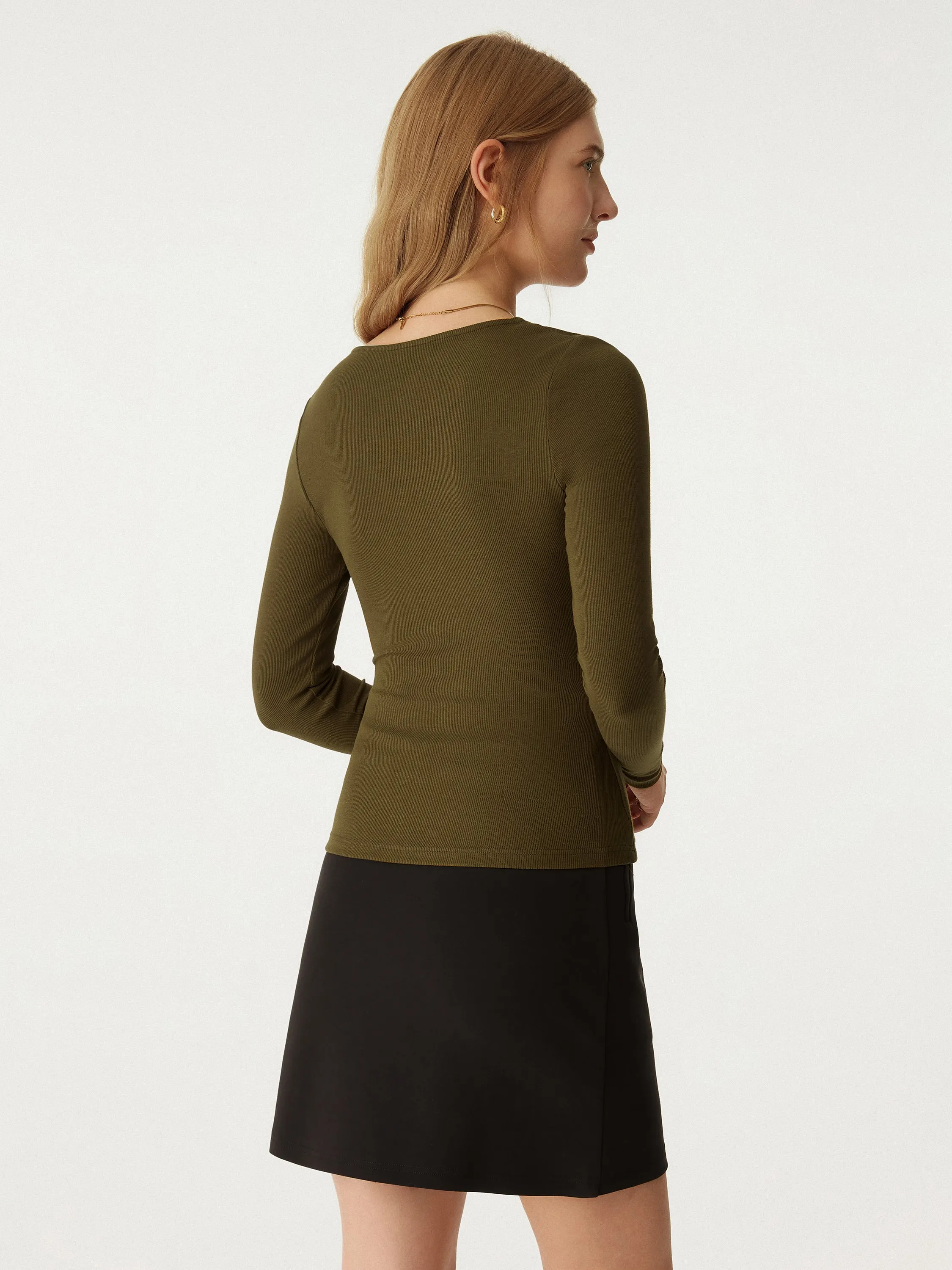 V Neck Long Sleeve Plicated Casual Top sold by ogl move product image thumbnail 5