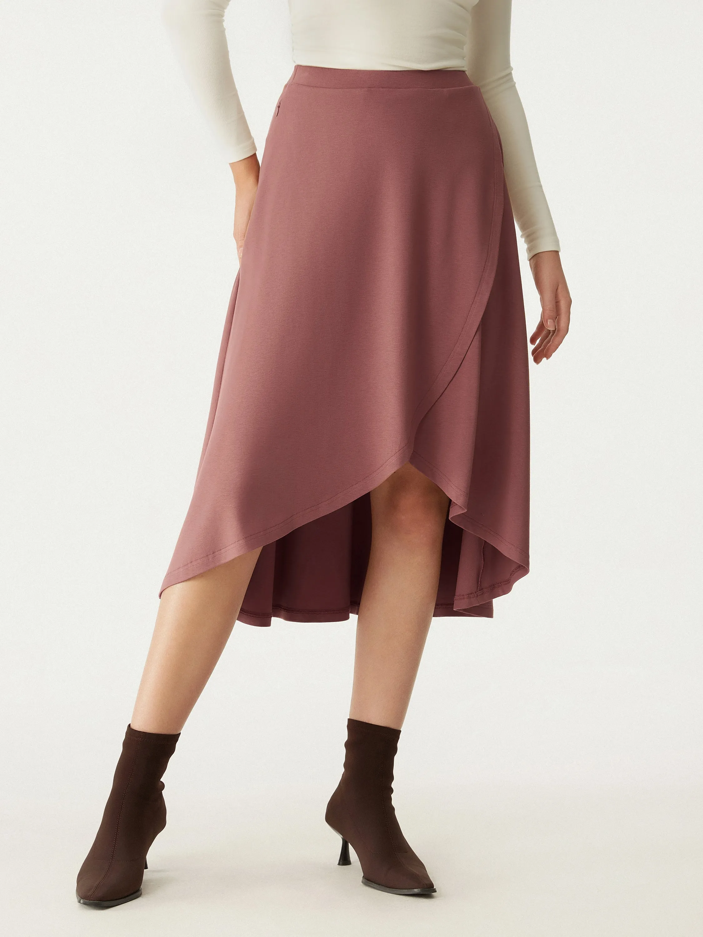 Eco-Mousse® High Waisted High Low Ruffle Midi Skirt sold by ogl move product image thumbnail 5
