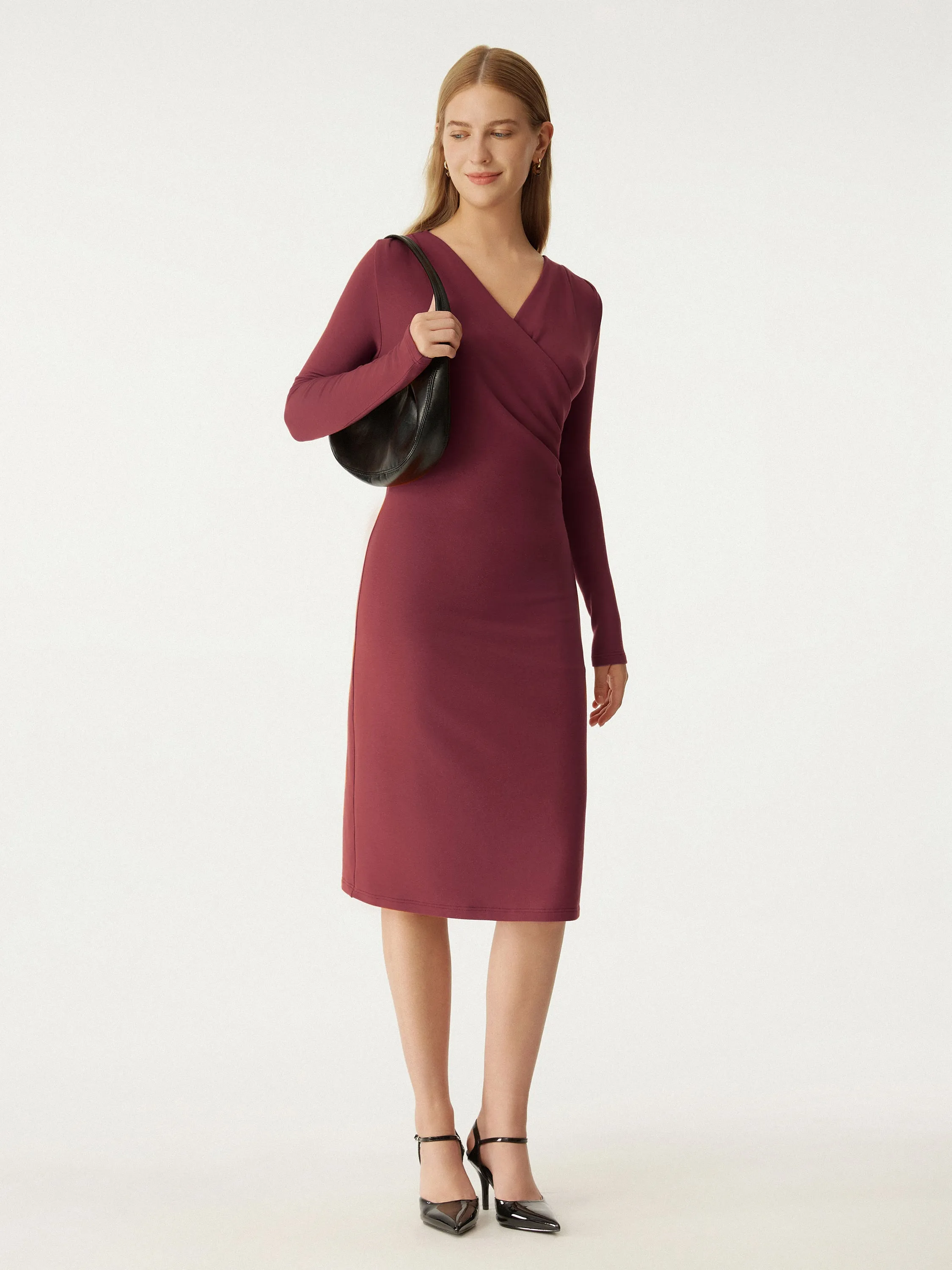 V Neck Pleated Midi Dress sold by ogl move