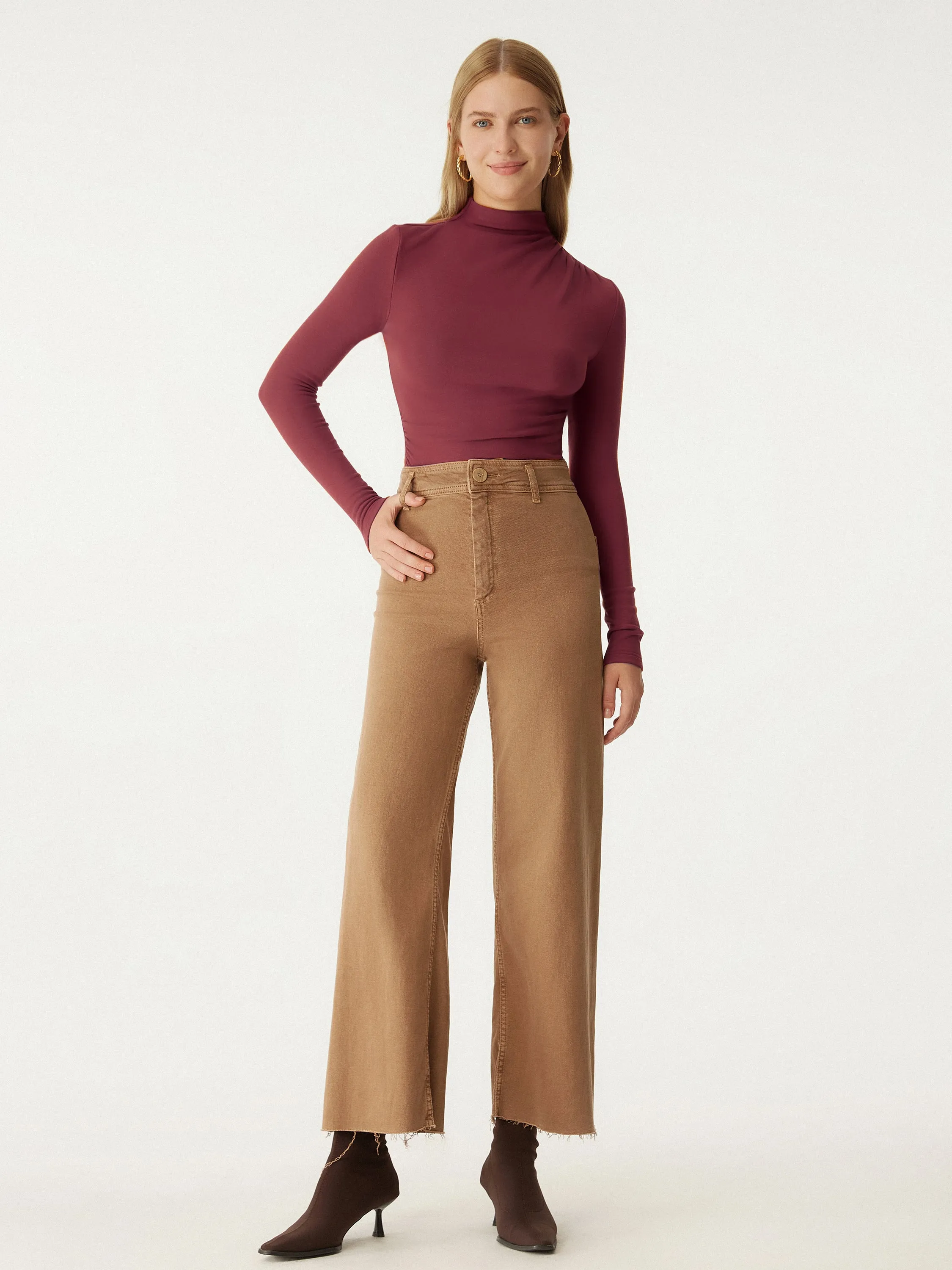 Asymmetrical Ruching Mockneck Top sold by ogl move product image thumbnail 4