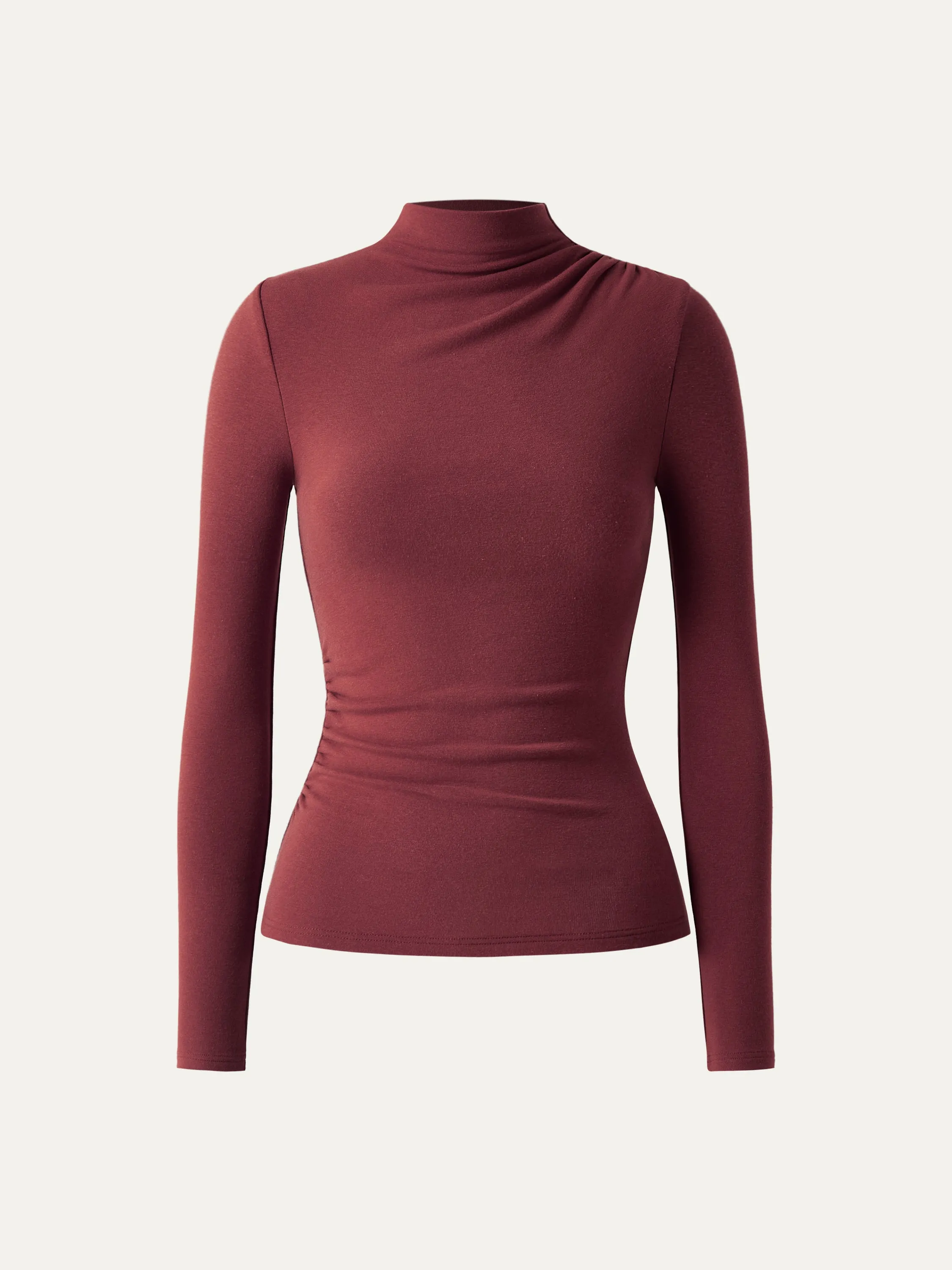 Asymmetrical Ruching Mockneck Top sold by ogl move product image thumbnail 3