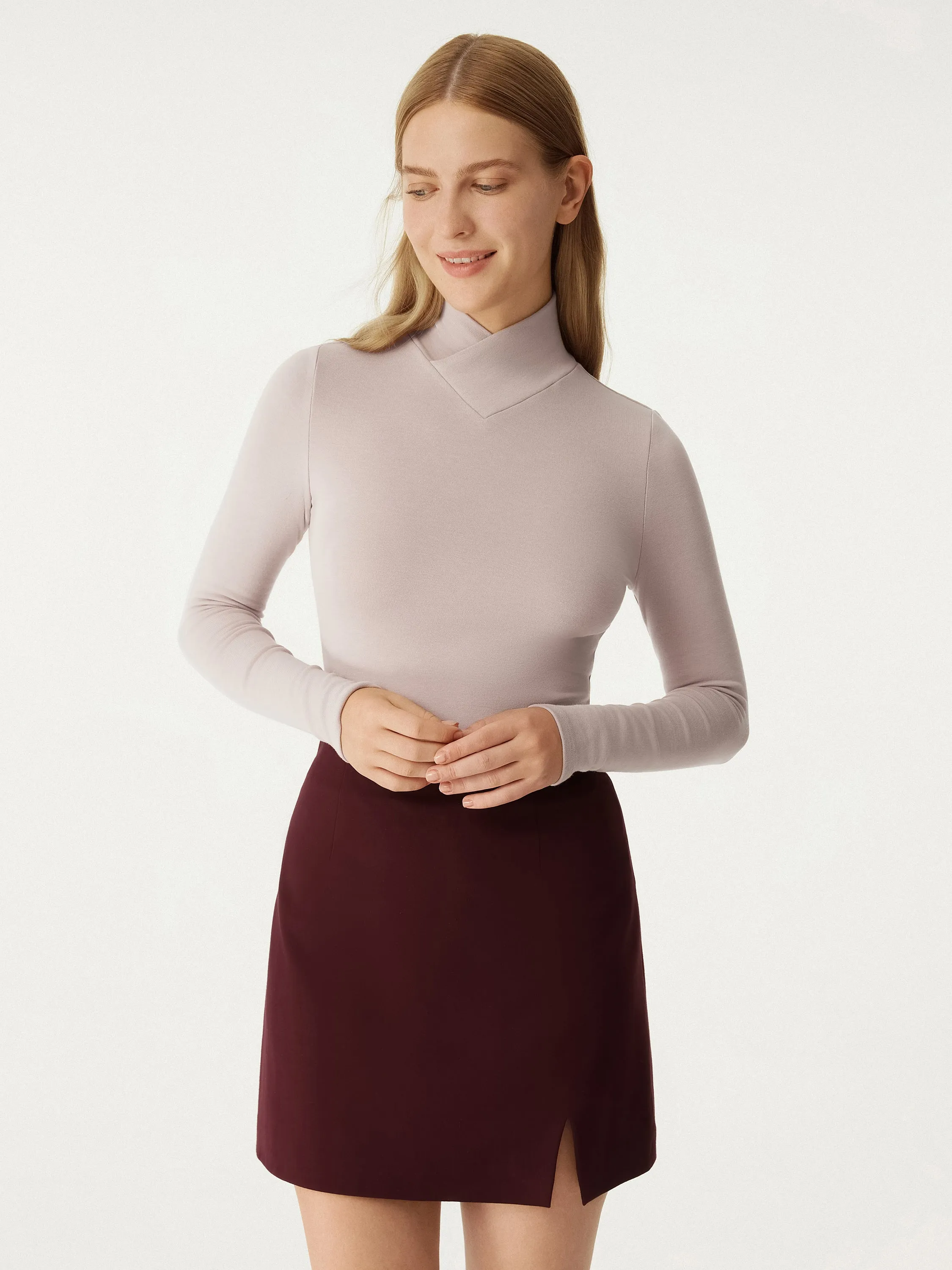 Crossover High Neck Long Sleeve Top sold by ogl move