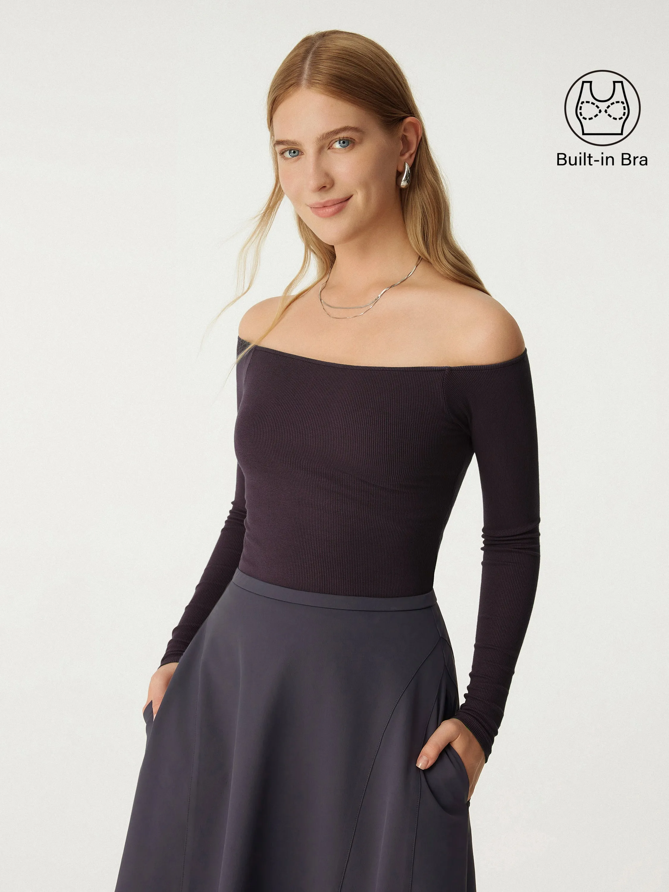 Scoop neckline Long Sleeve Brami Top sold by ogl move