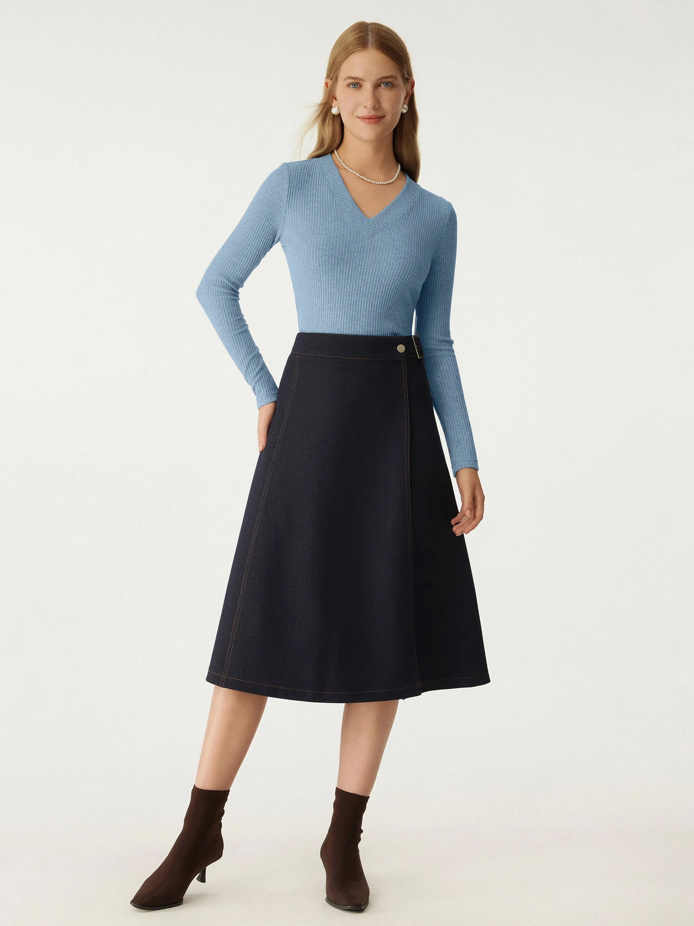 Ribbed Everyday V-Neck Top sold by ogl move product image thumbnail 3