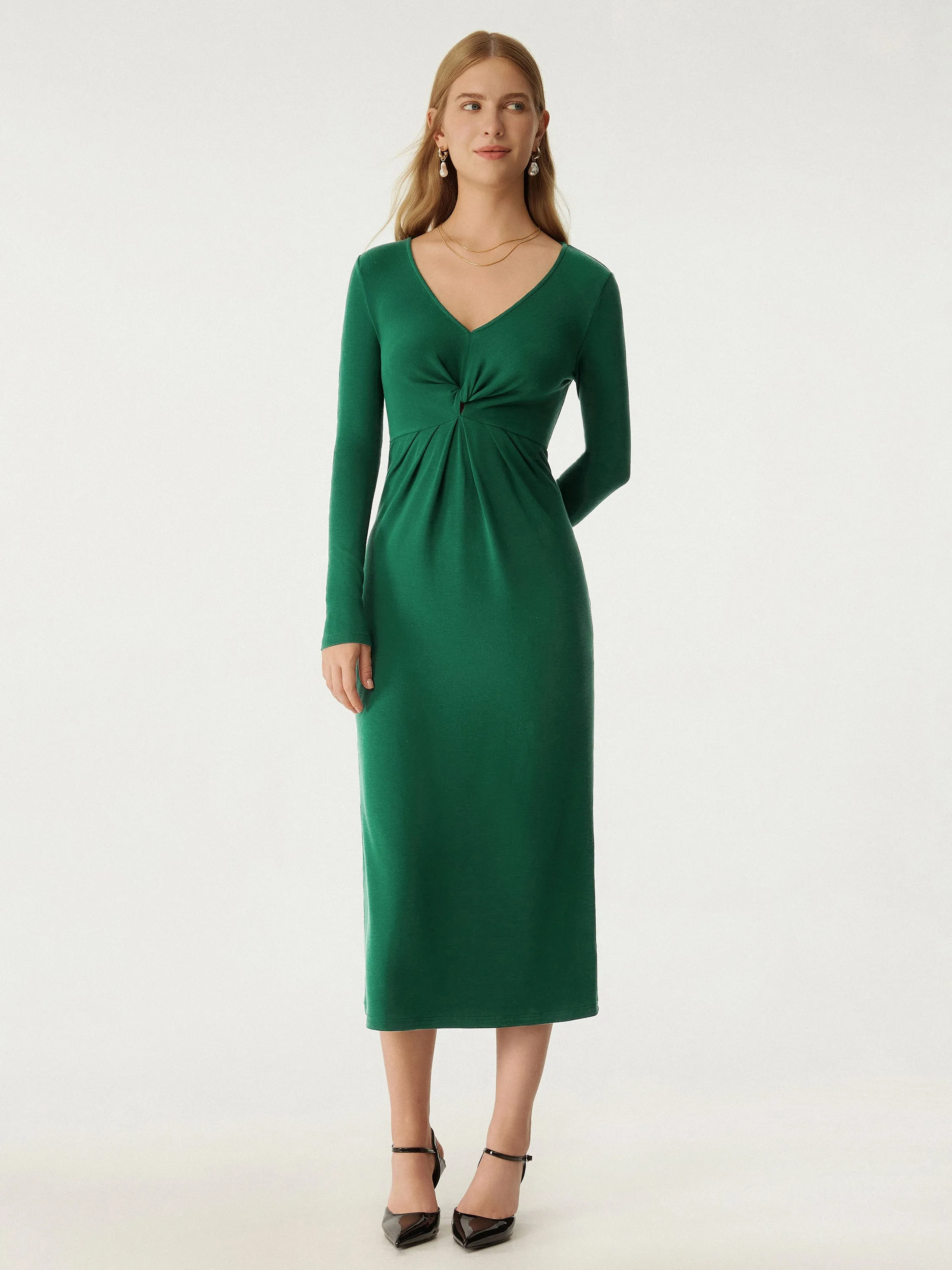 Eco-Mousse® Twist Detail Midi Dress sold by ogl move product image thumbnail 4