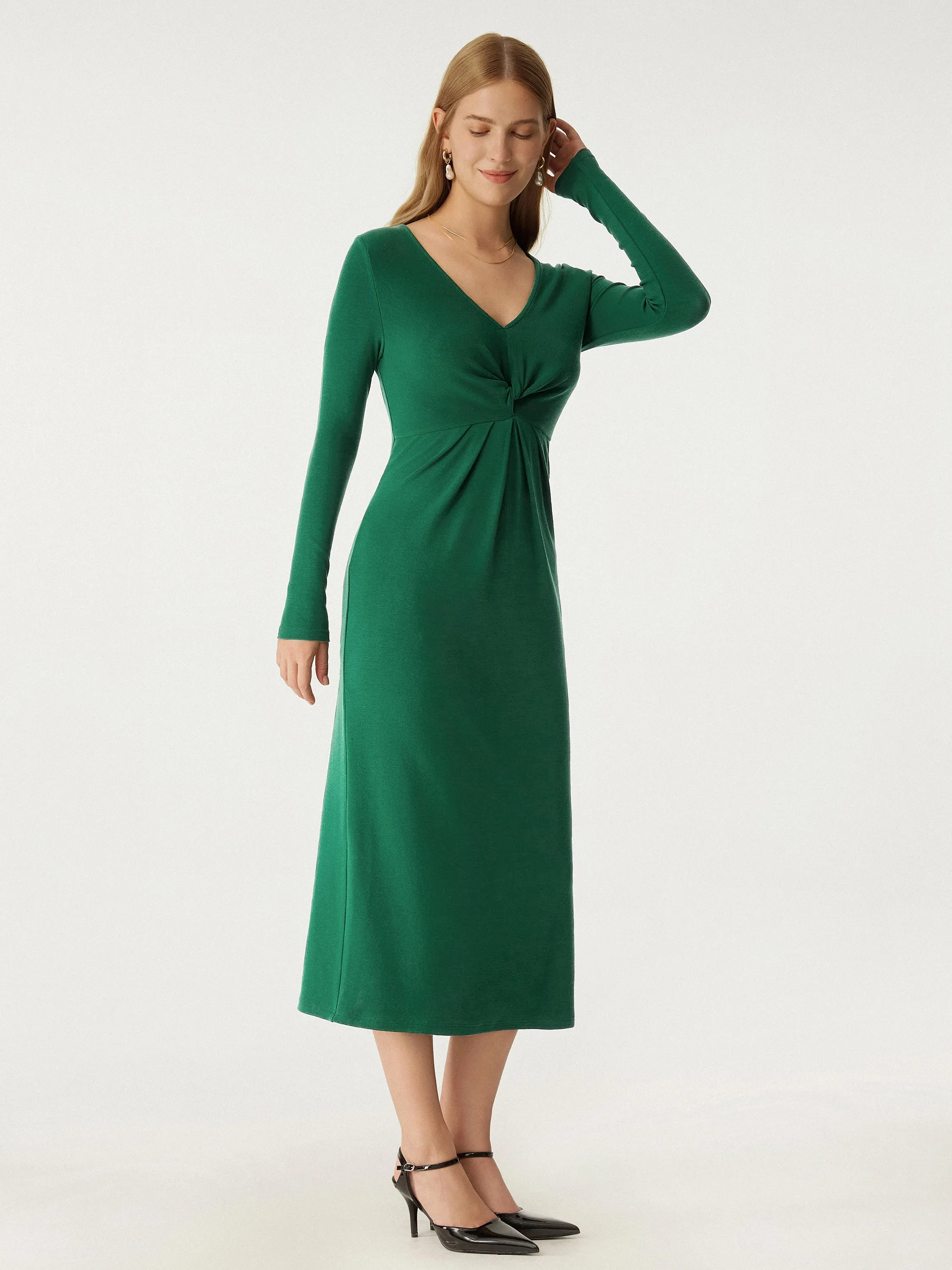 Eco-Mousse® Twist Detail Midi Dress sold by ogl move product image thumbnail 5