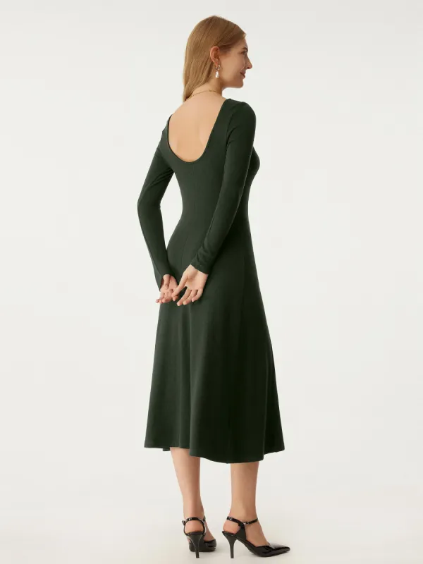Boatneck Long Sleeve Midi Dress sold by ogl move