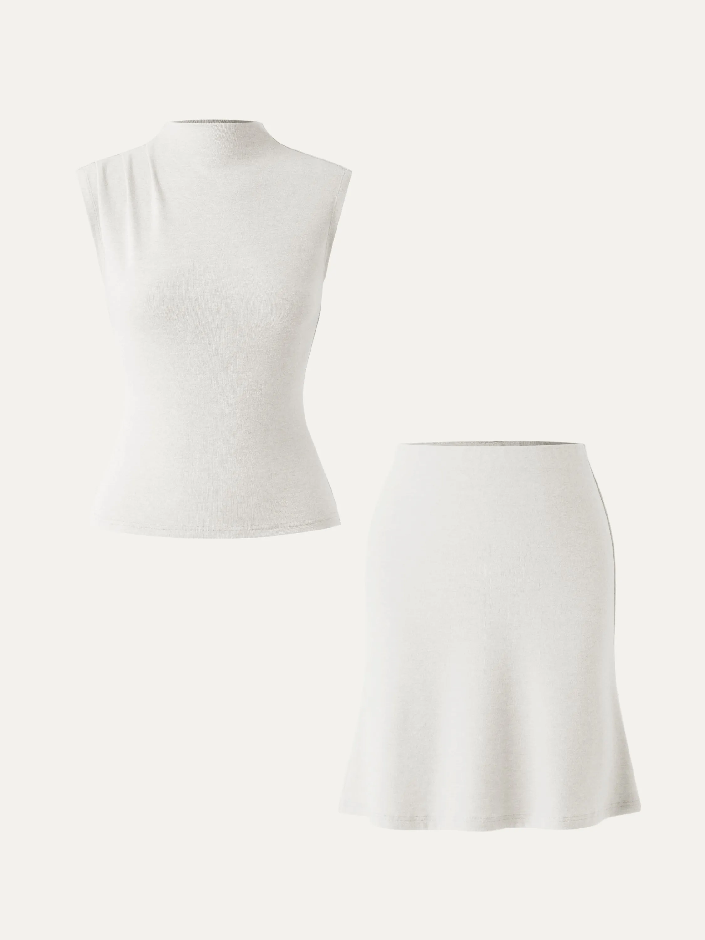2Pcs Set Mockneck Tucks Tank & Pull-On Mini Skirt sold by ogl move product image thumbnail 4