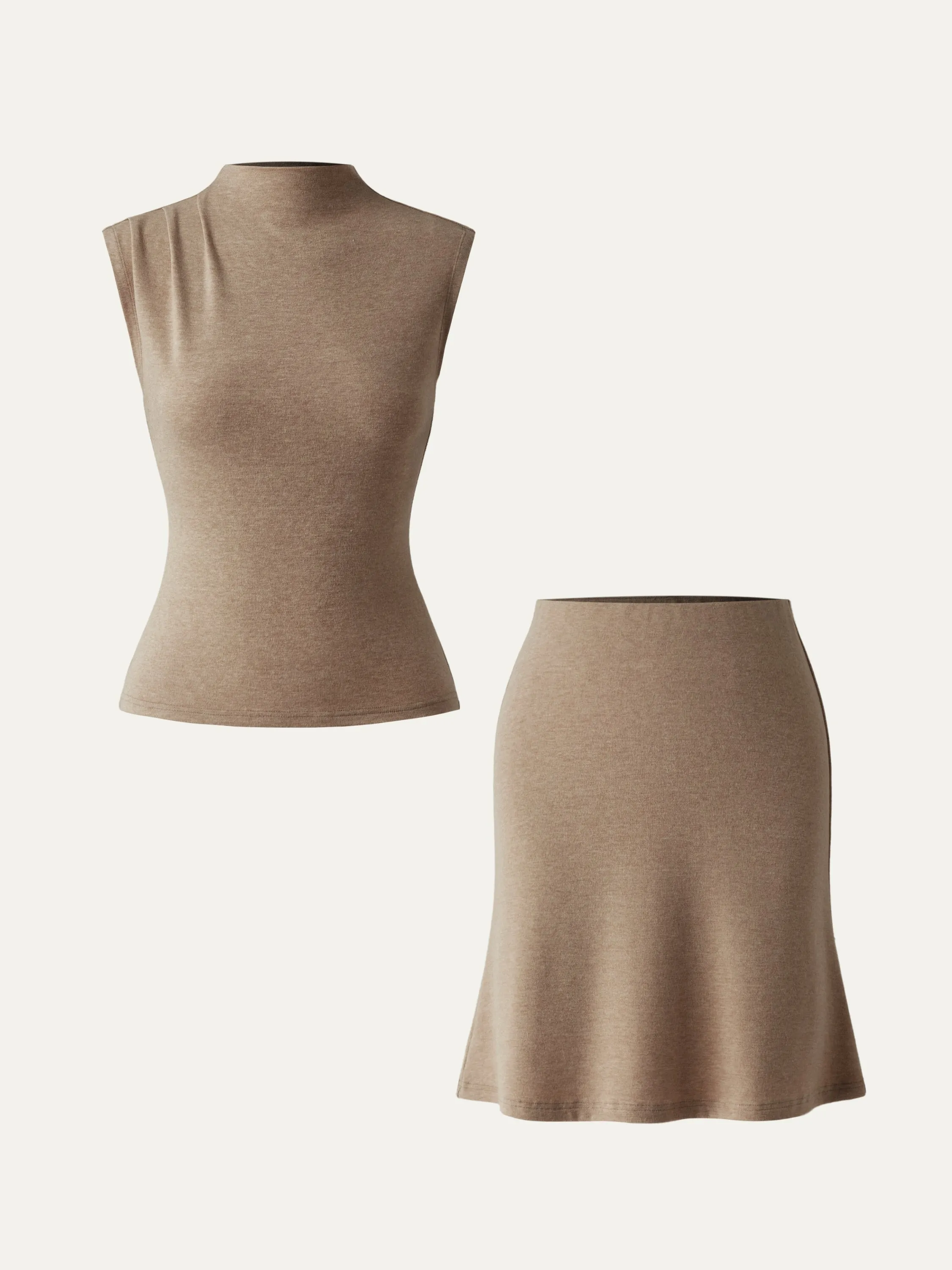 2Pcs Set Mockneck Tucks Tank & Pull-On Mini Skirt sold by ogl move product image thumbnail 2