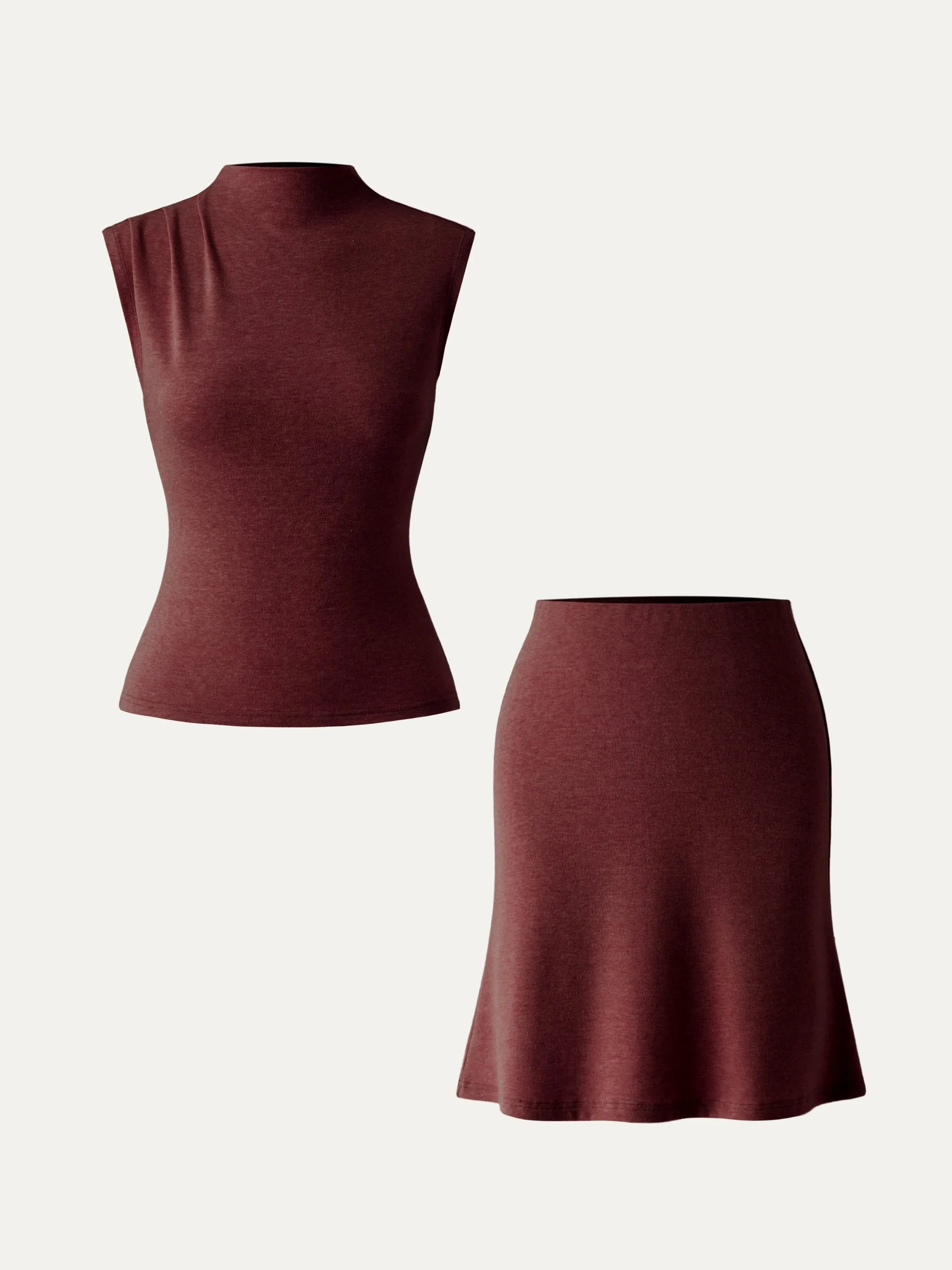 2Pcs Set Mockneck Tucks Tank & Pull-On Mini Skirt sold by ogl move product image thumbnail 5