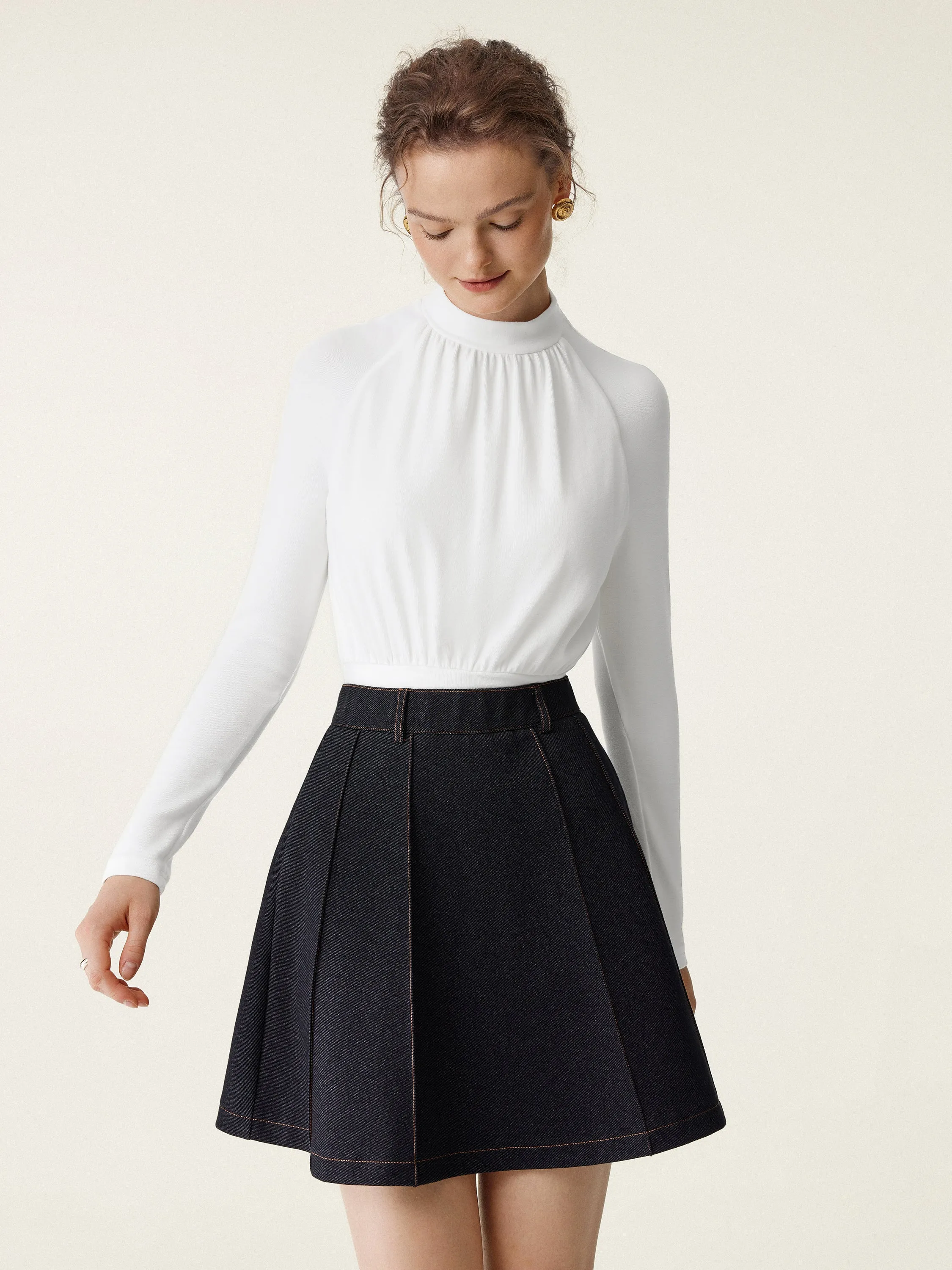 Mockneck Gathers Raglan Sleeve Brami Top sold by ogl move