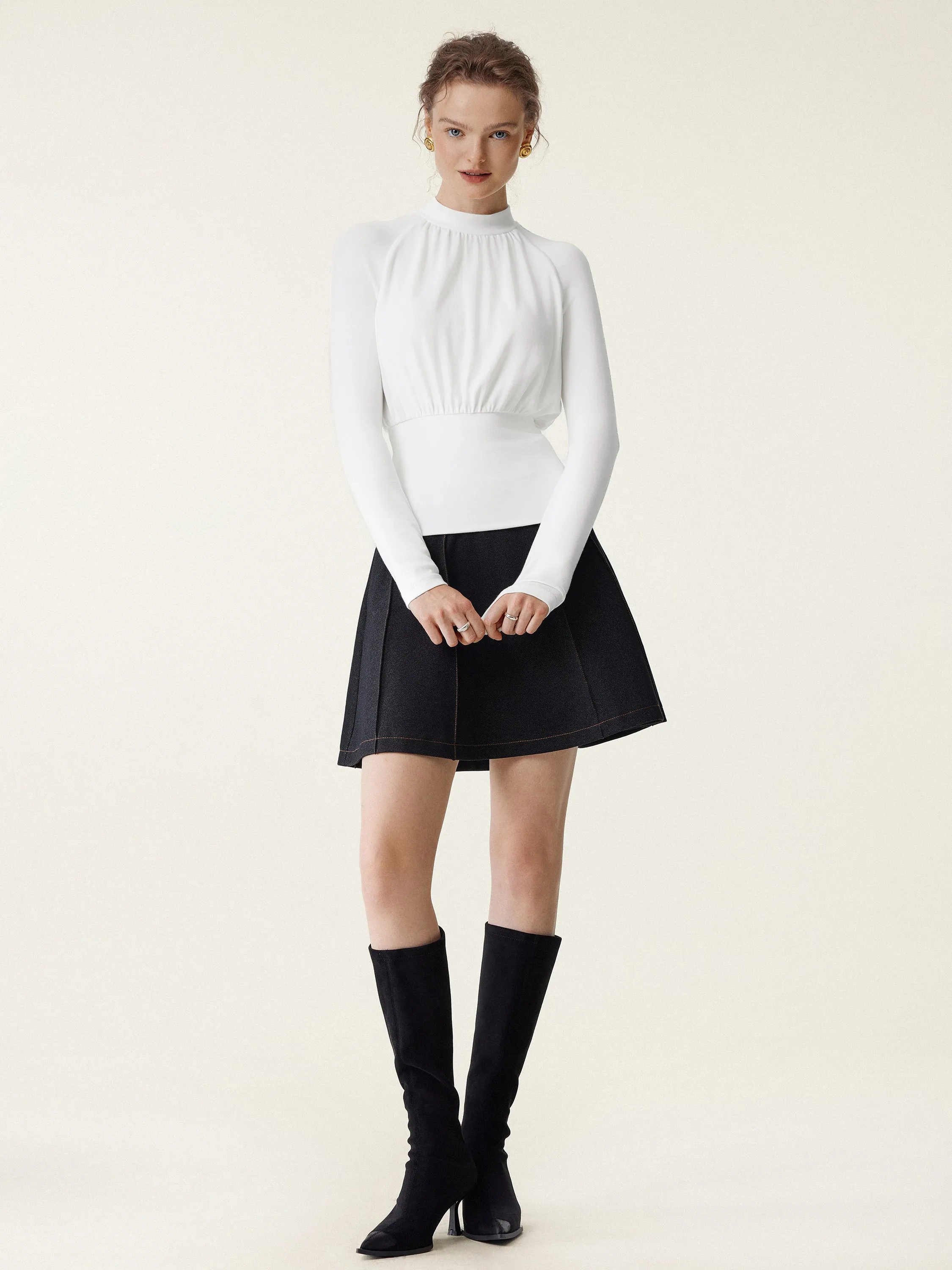 Mockneck Gathers Raglan Sleeve Brami Top sold by ogl move product image thumbnail 5