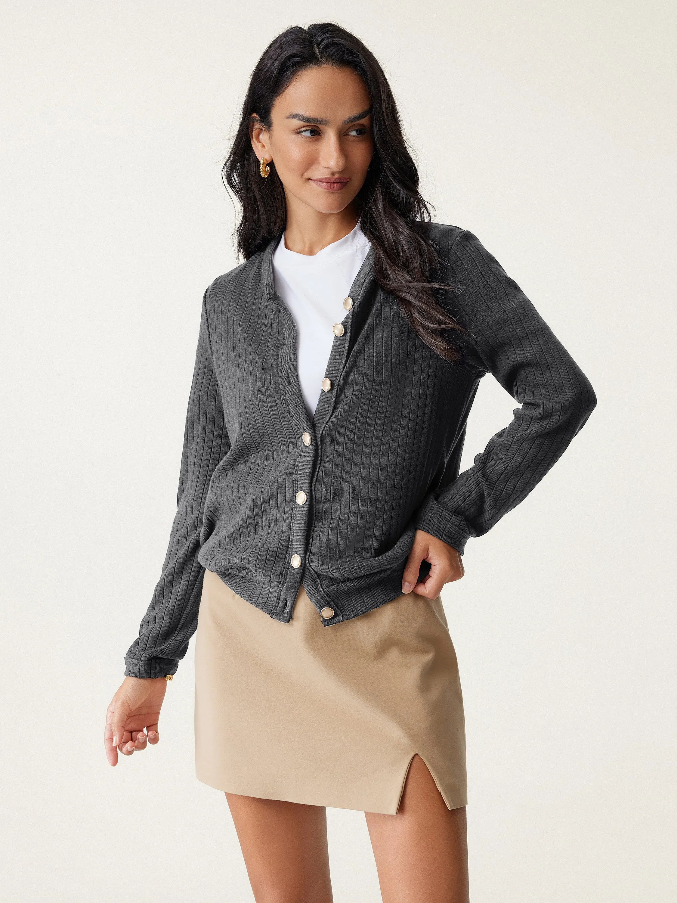 Wide Rib Button-Down Cardigan sold by ogl move product image thumbnail 4