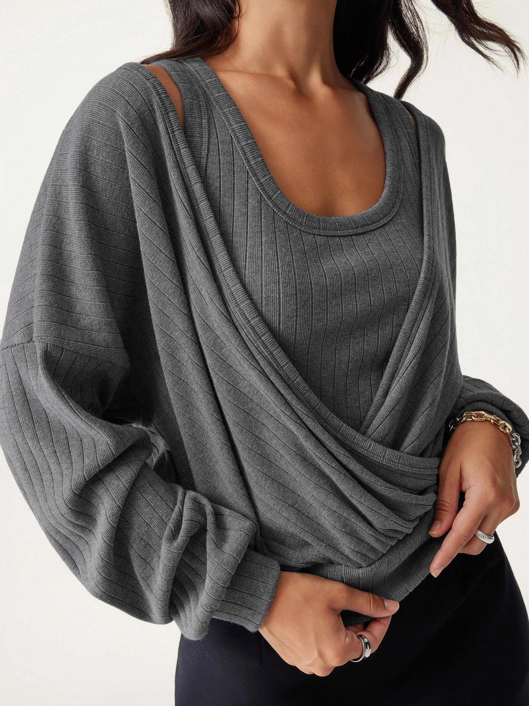 Wide Rib Surplice Top sold by OGLmove product image thumbnail 4