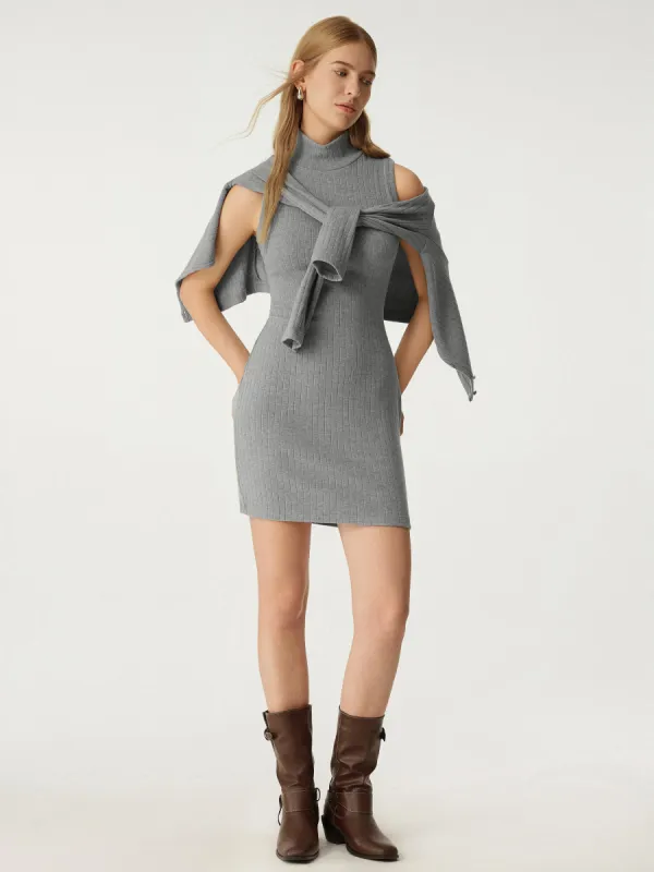 2Pcs Set Wide Rib Cardigan & Sleeveless Mock-Neck Mini Dress sold by ogl move