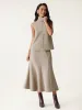 2Pcs Set Split Hem Top & High Waisted Midi Skirt sold by ogl move
