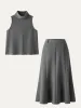 2Pcs Set Split Hem Top & High Waisted Midi Skirt sold by ogl move