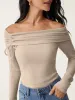 Ruched Drawstring Off-The-Shoulder Brami Top sold by ogl move