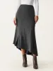 High Waisted Asymmetrical Hem Midi Fishtail Skirt sold by ogl move