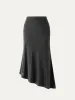 High Waisted Asymmetrical Hem Midi Fishtail Skirt sold by ogl move