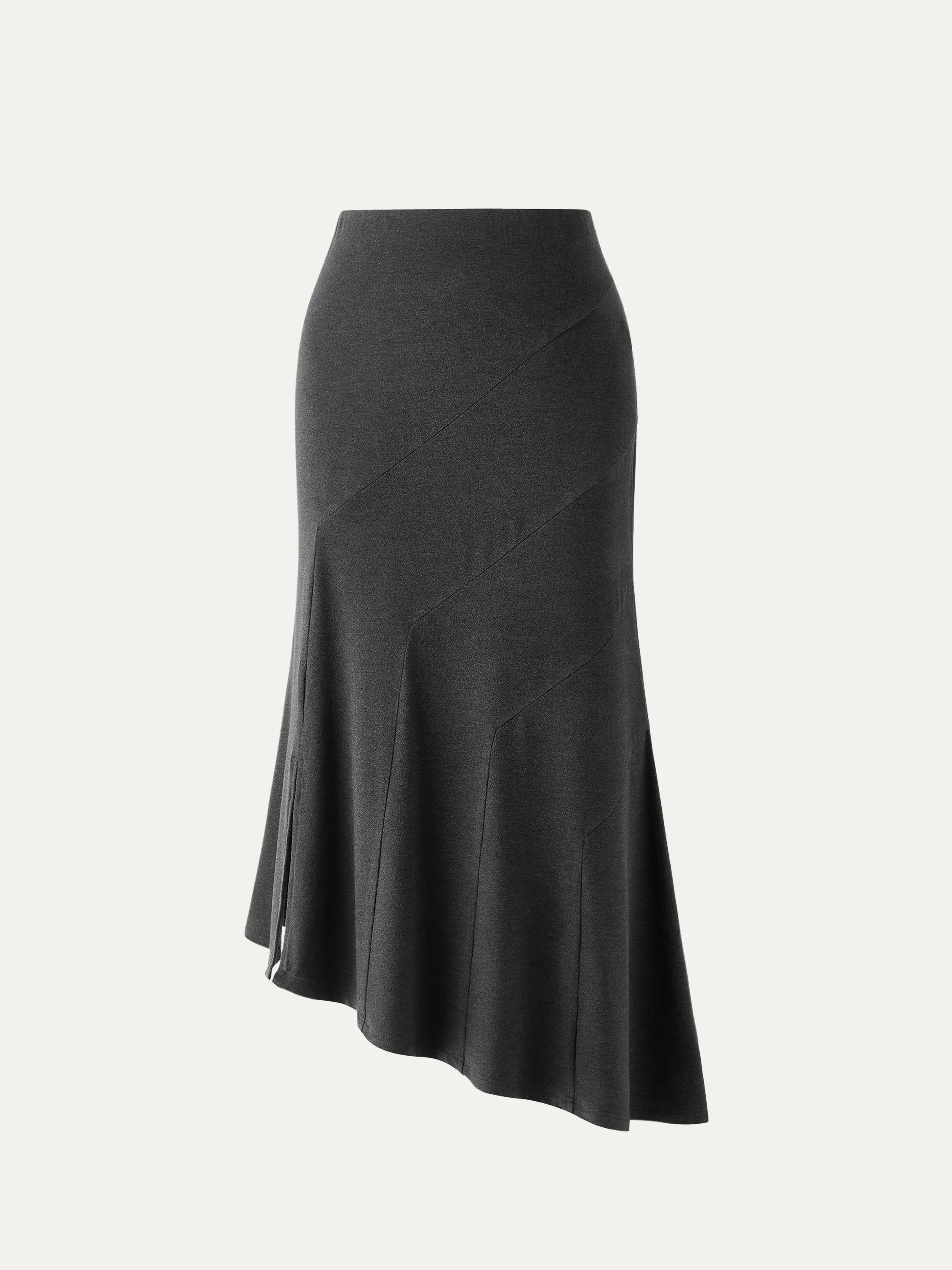 High Waisted Asymmetrical Hem Midi Fishtail Skirt sold by ogl move product image thumbnail 3
