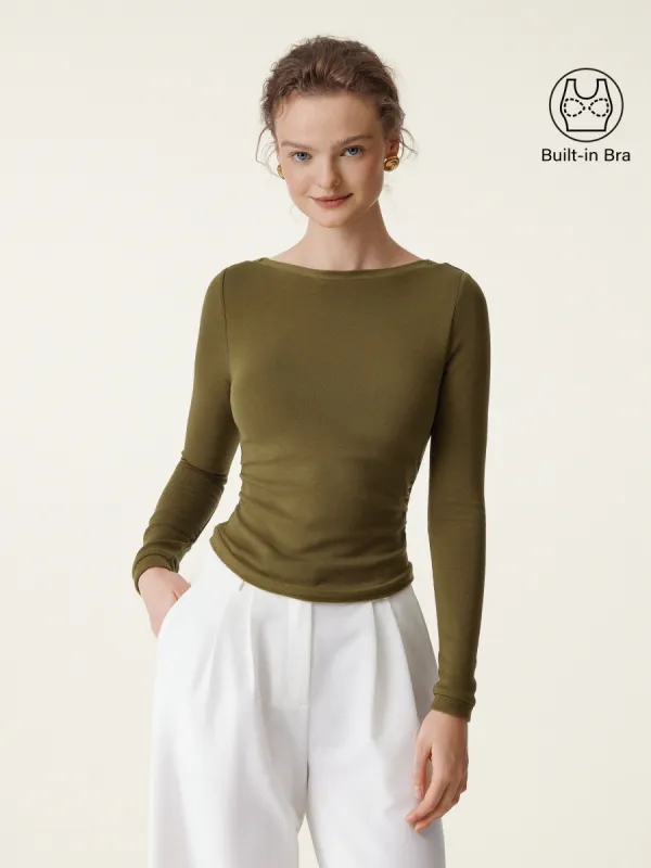 Boatneck Long Sleeve Brami Top sold by OGLmove