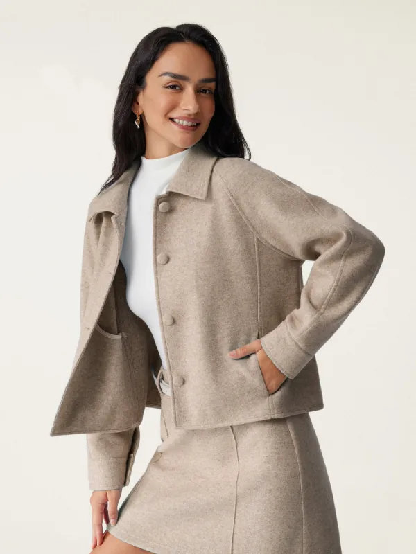 Point Collar Button Down Cropped Jacket sold by ogl move