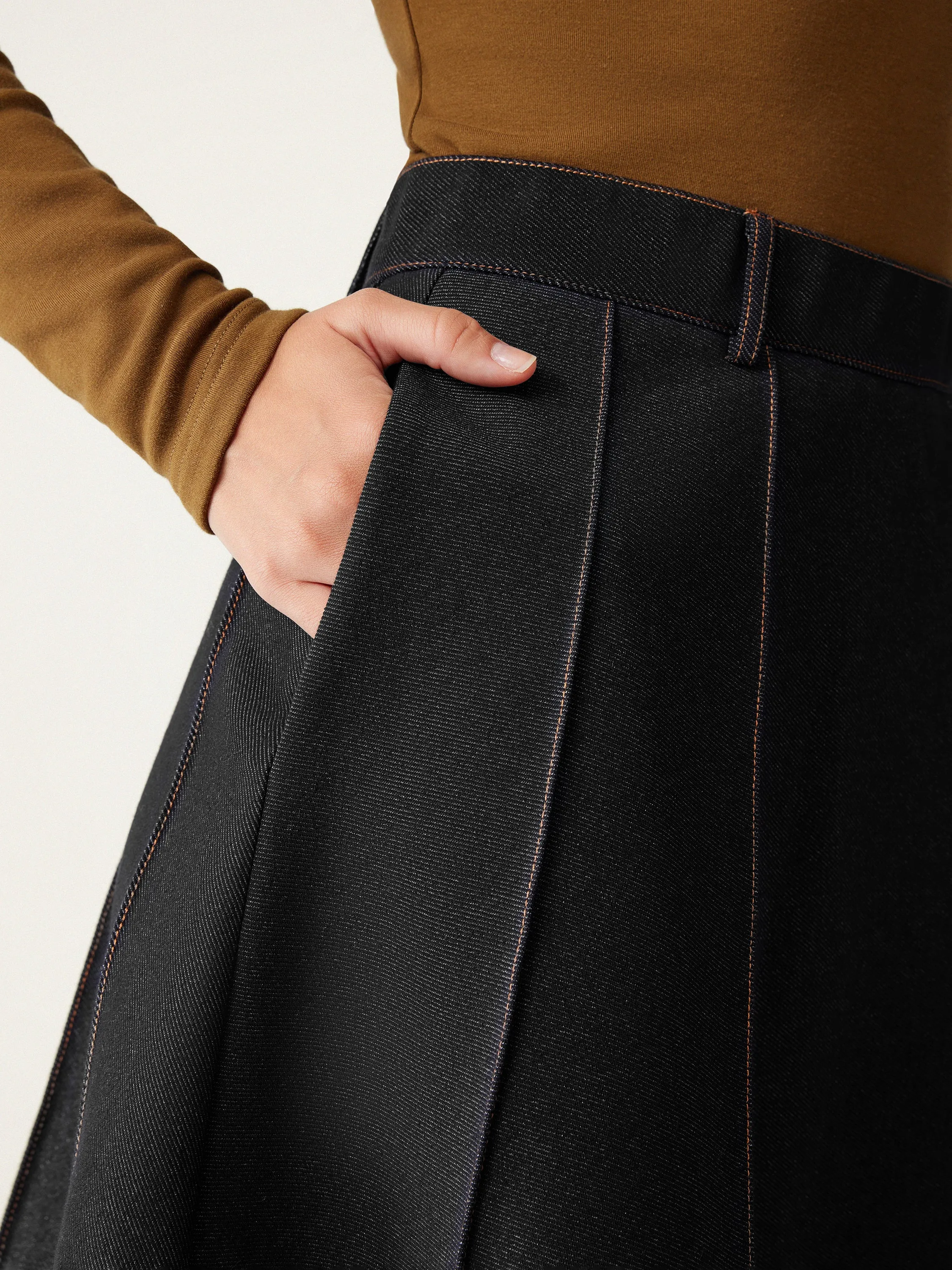 High Waisted Paneled Flare Hem Mini Skirt sold by ogl move product image thumbnail 3