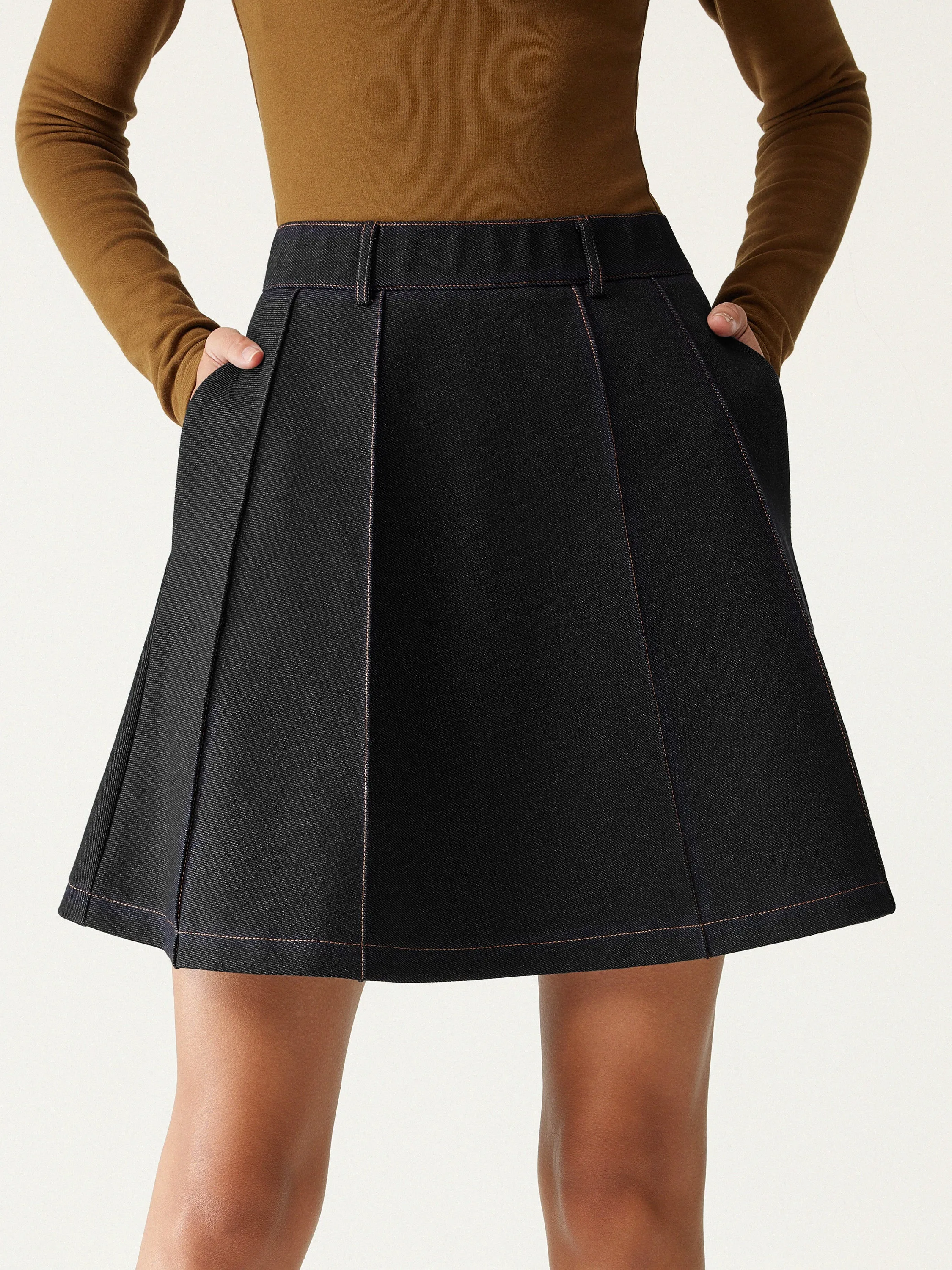 High Waisted Paneled Flare Hem Mini Skirt sold by ogl move product image thumbnail 2