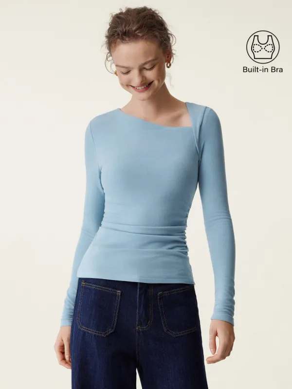 Asymmetry Neck Long Sleeve Brami Top sold by ogl move
