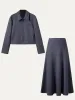 2Pcs Set Full-Zip Cropped Jacket & Flared Maxi Skirt sold by ogl move