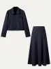 2Pcs Set Full-Zip Cropped Jacket & Flared Maxi Skirt sold by ogl move