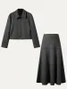 2Pcs Set Full-Zip Cropped Jacket & Flared Maxi Skirt sold by ogl move