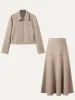 2Pcs Set Full-Zip Cropped Jacket & Flared Maxi Skirt sold by ogl move