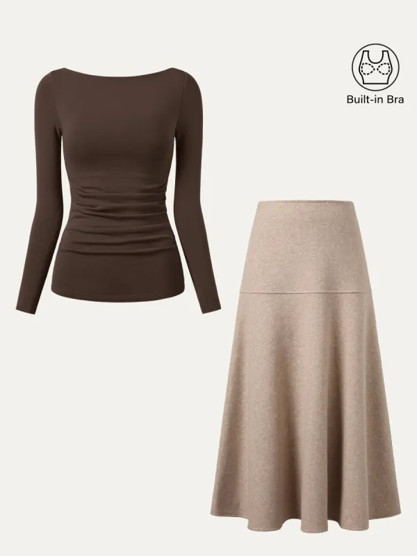 2Pcs Set Boatneck Tucks Brami Top & Flared Maxi Skirt sold by ogl move