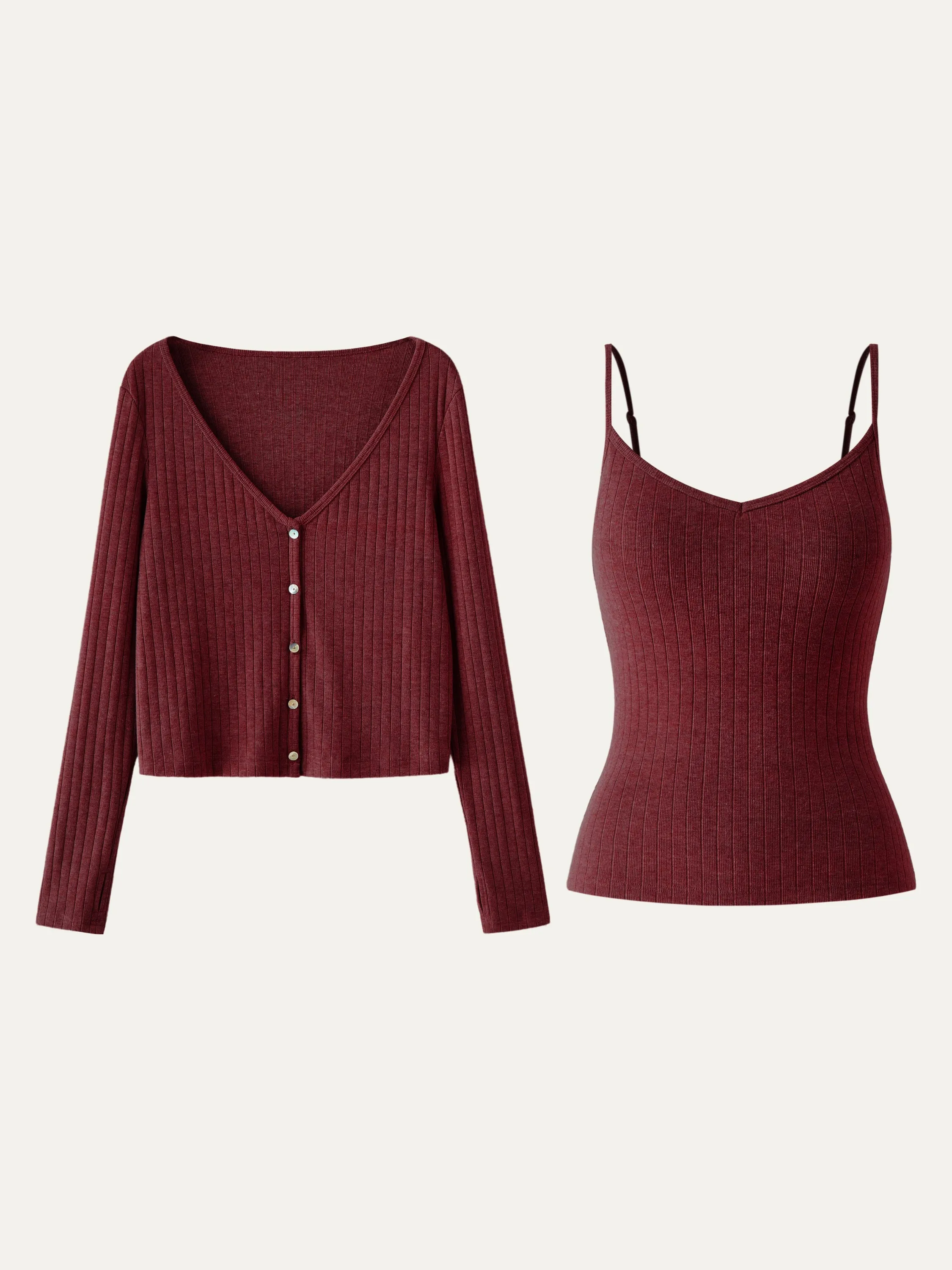 2Pcs Set Wide Rib Cardigan & V-Neck Brami sold by ogl move product image thumbnail 5