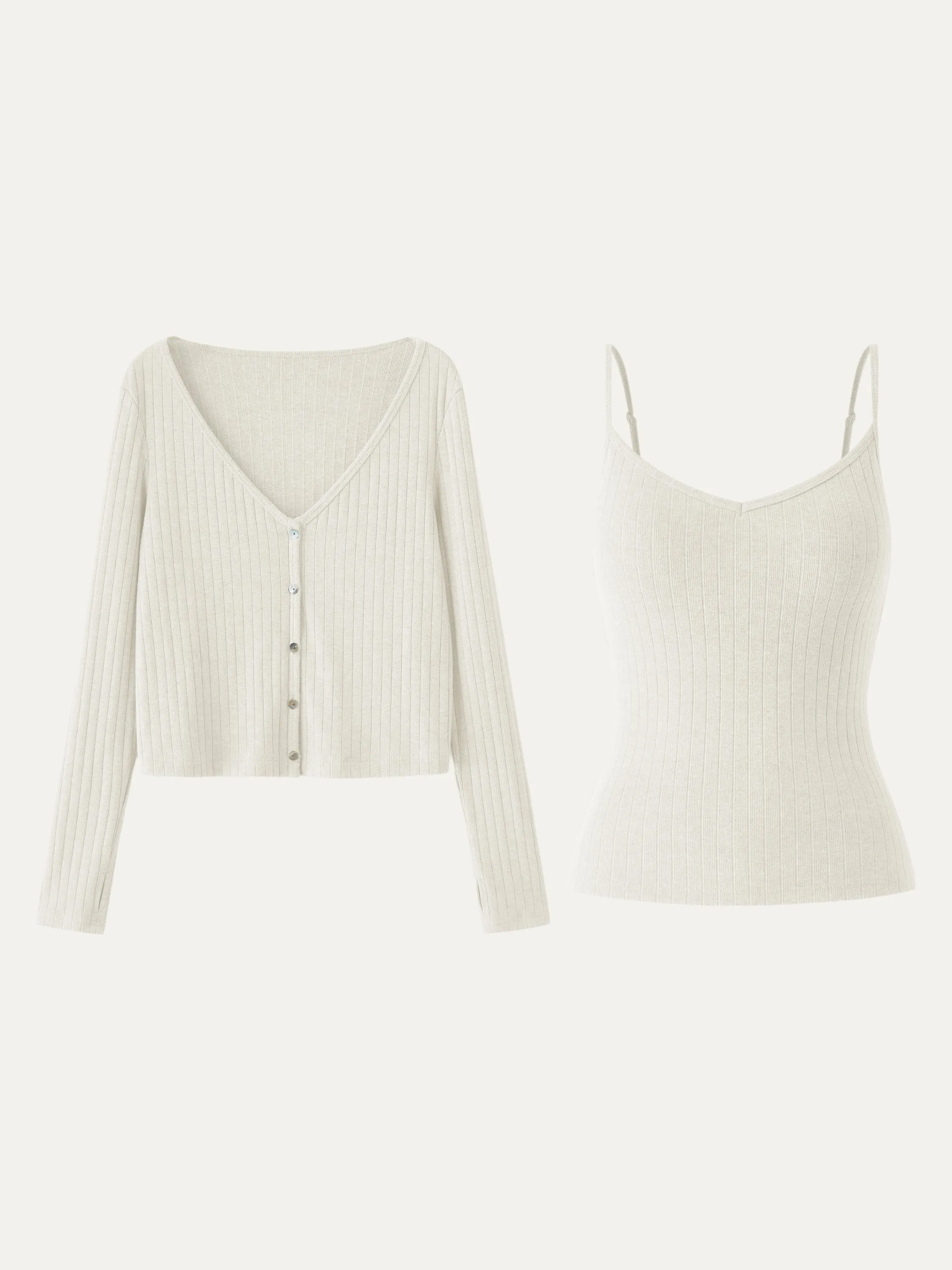 2Pcs Set Wide Rib Cardigan & V-Neck Brami sold by ogl move product image thumbnail 4