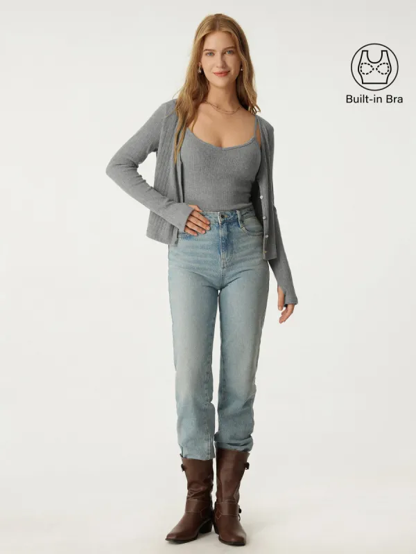 2Pcs Set Wide Rib Cardigan & V-Neck Brami sold by ogl move