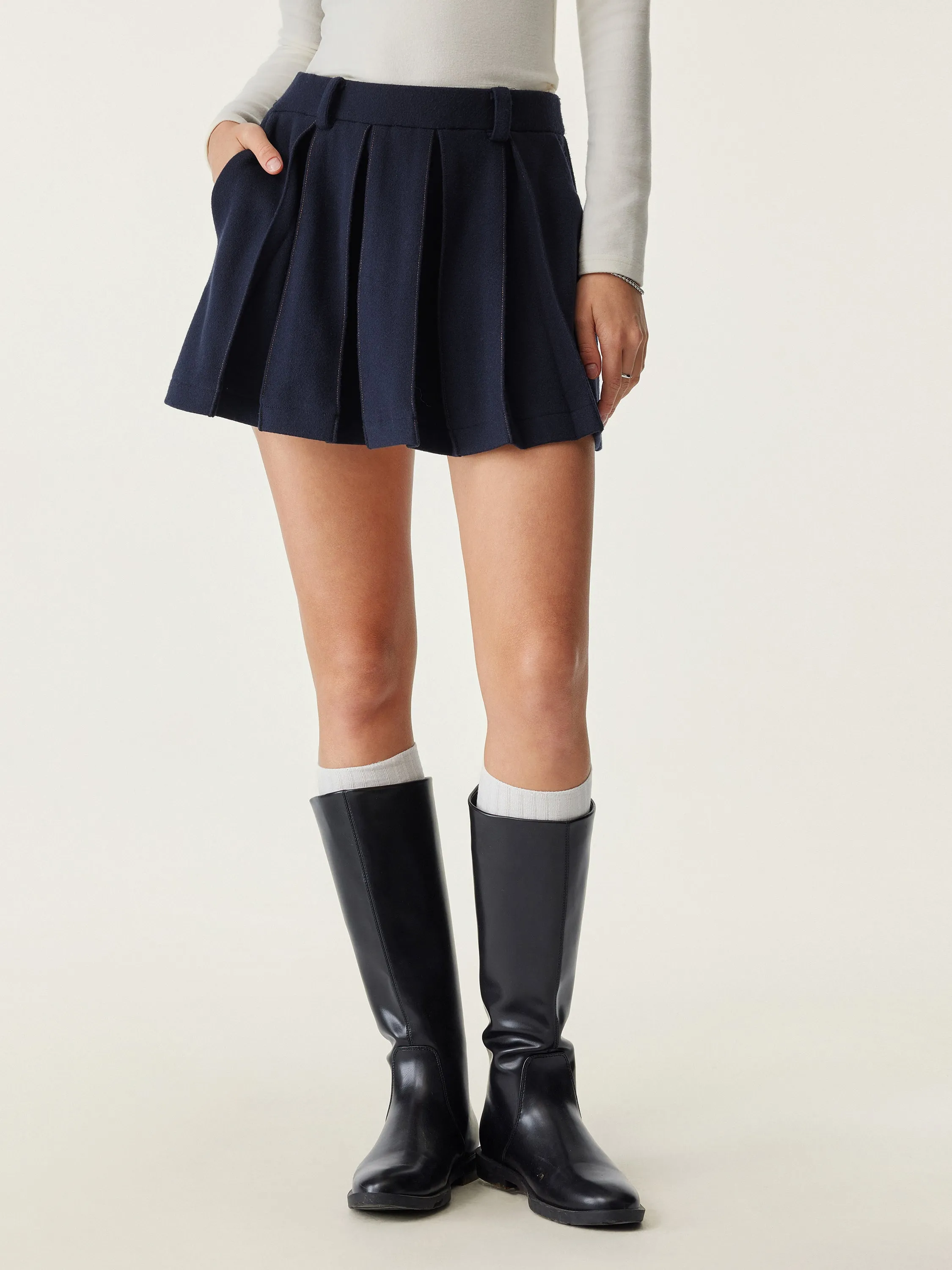 Felt Texture Pleated Mini Skort sold by ogl move product image thumbnail 5